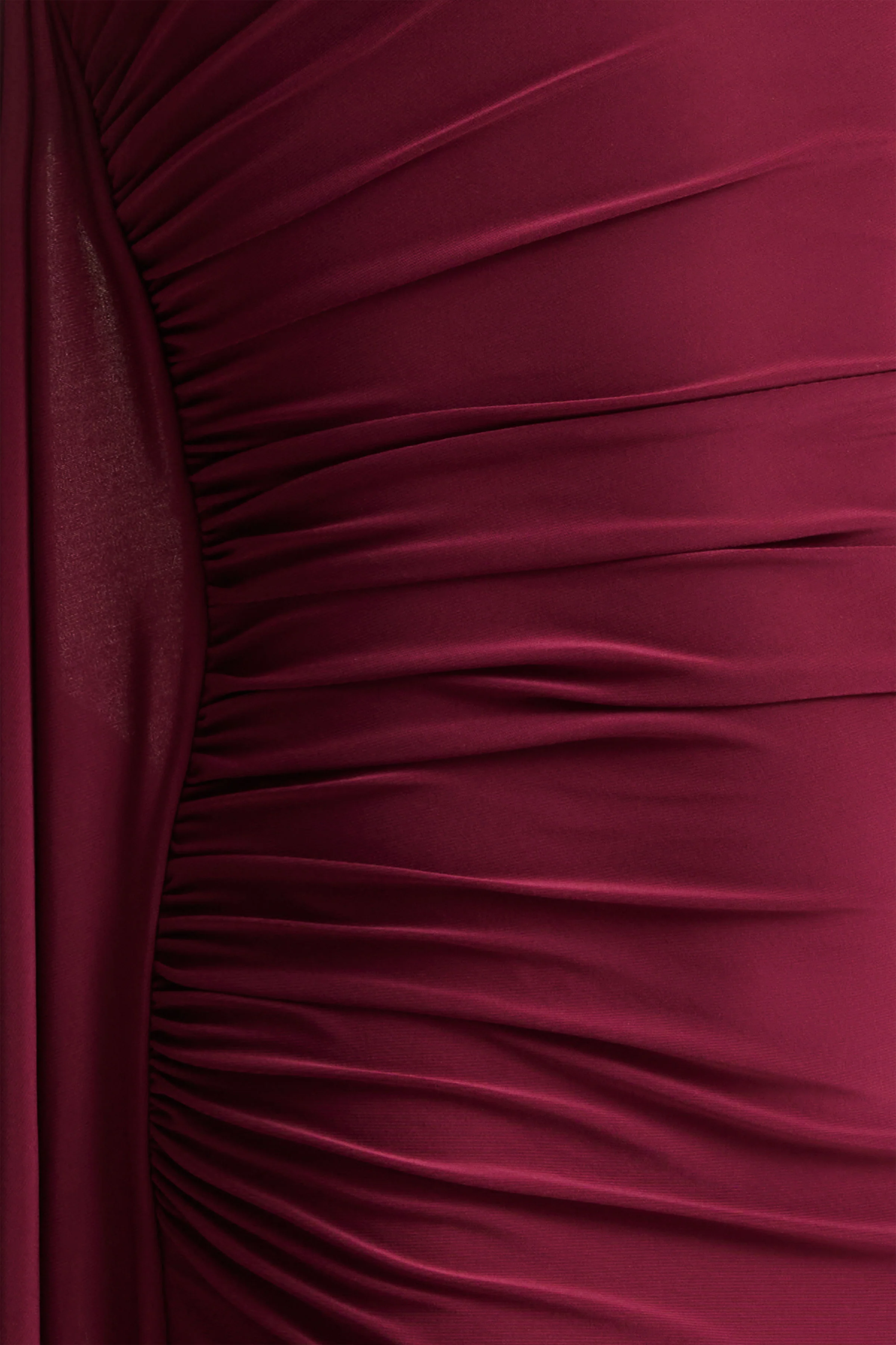 Adelina | Burgundy One-Shoulder Maxi Dress With Drape - Image 5