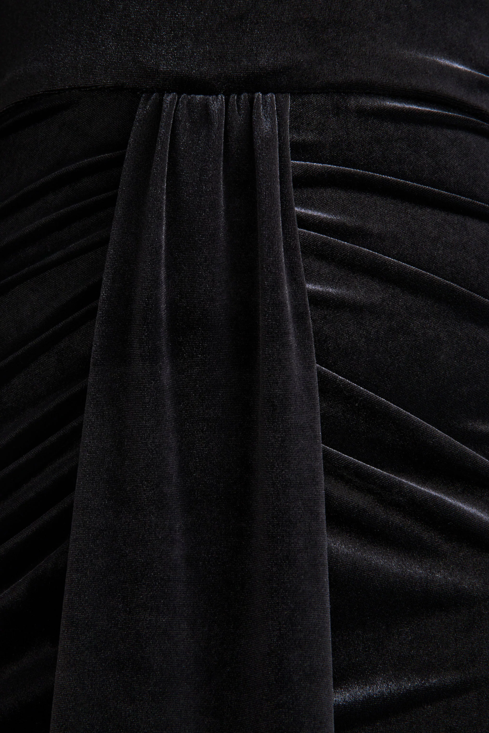 Adoring | Black Velvet High-Neck Maxi Dress With Cape - Image 5