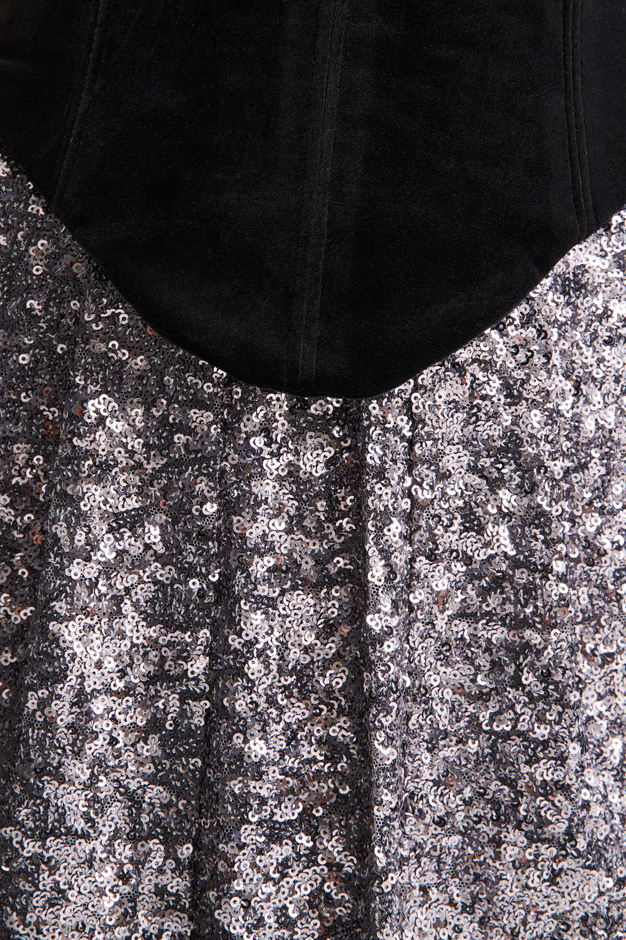Aeris | Black Velvet And Silver Sequin Plunge-Neck Maxi Dress - Image 7