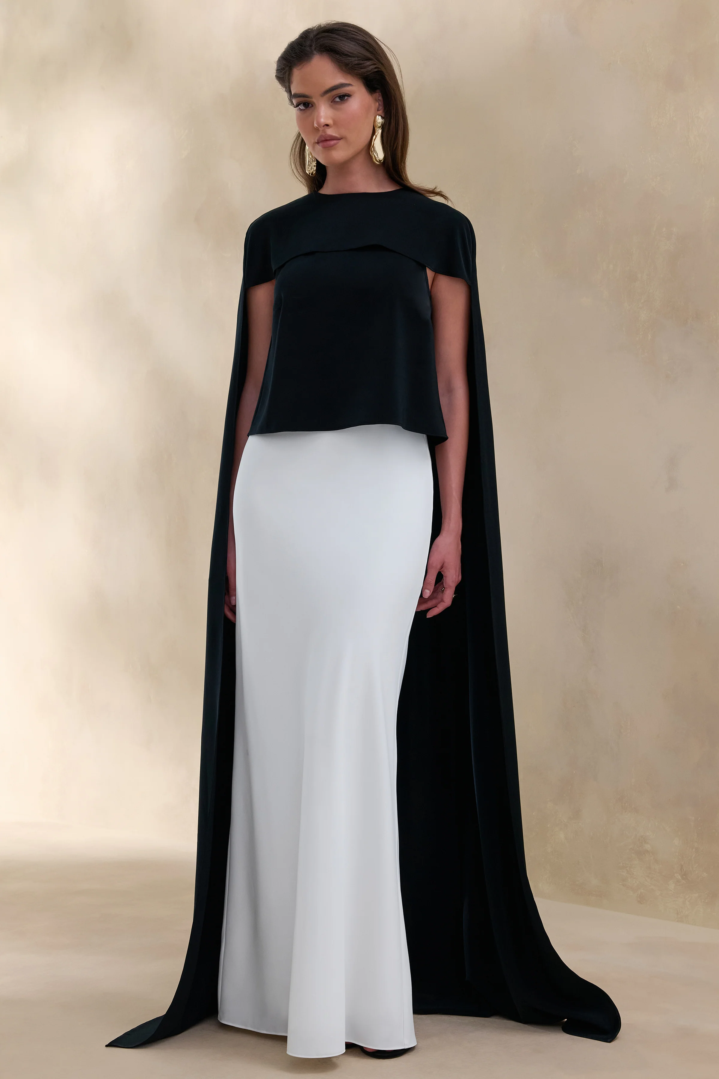 Aetheria | Black Satin High-Neck Top With Cape - Image 5