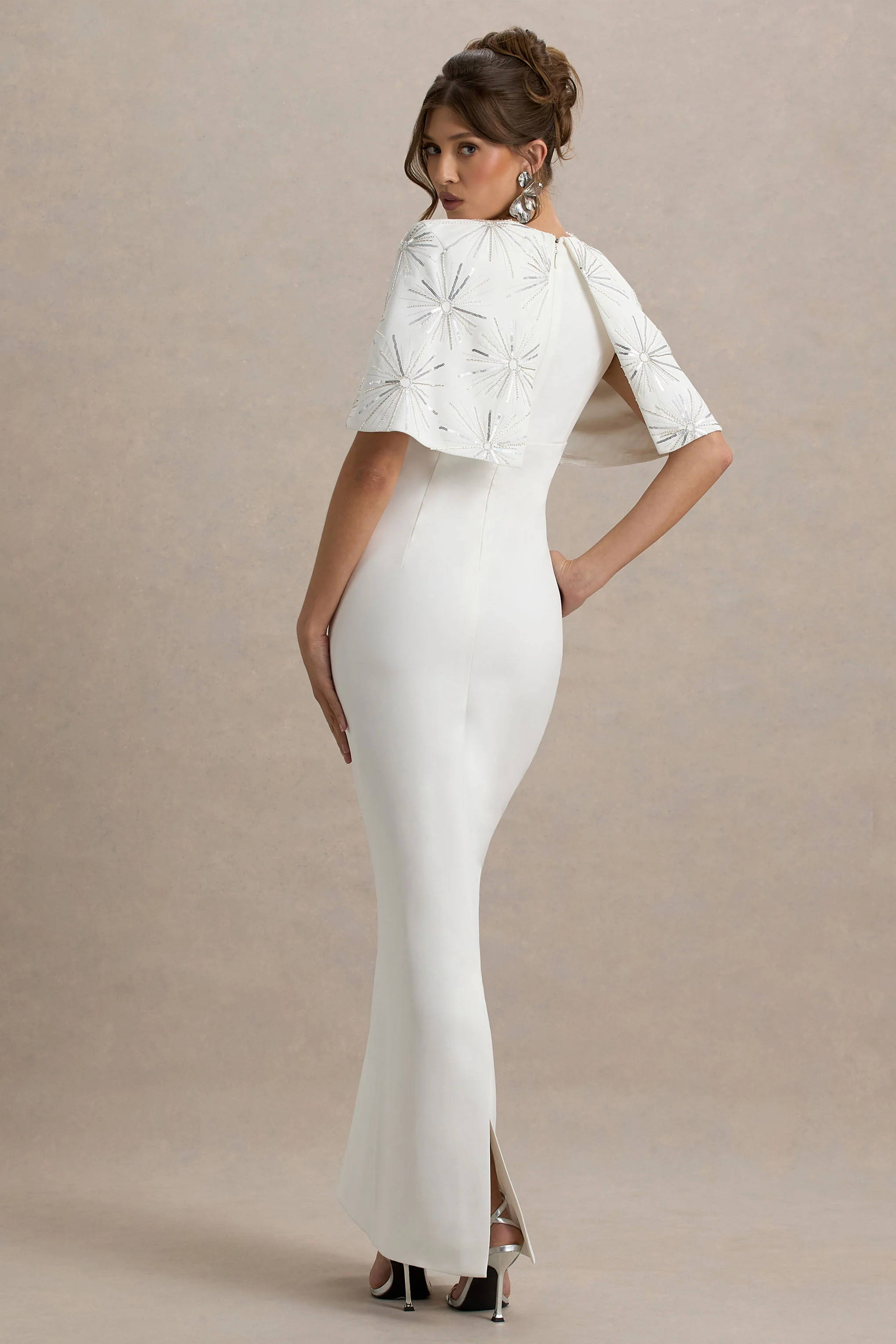 Agnella | White Embellished V-Neck Maxi Dress - Image 2