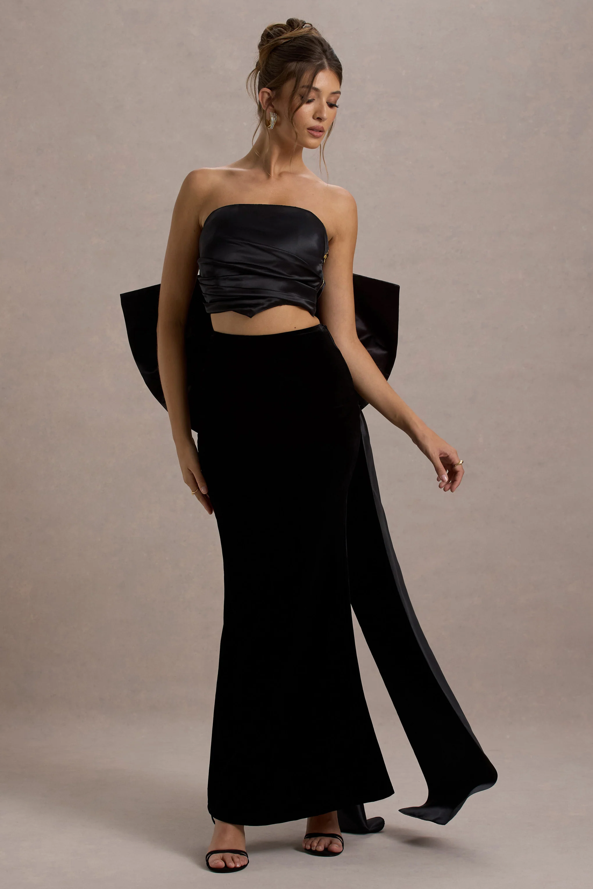 Alize | Black Velvet Split Maxi Skirt - Image 5