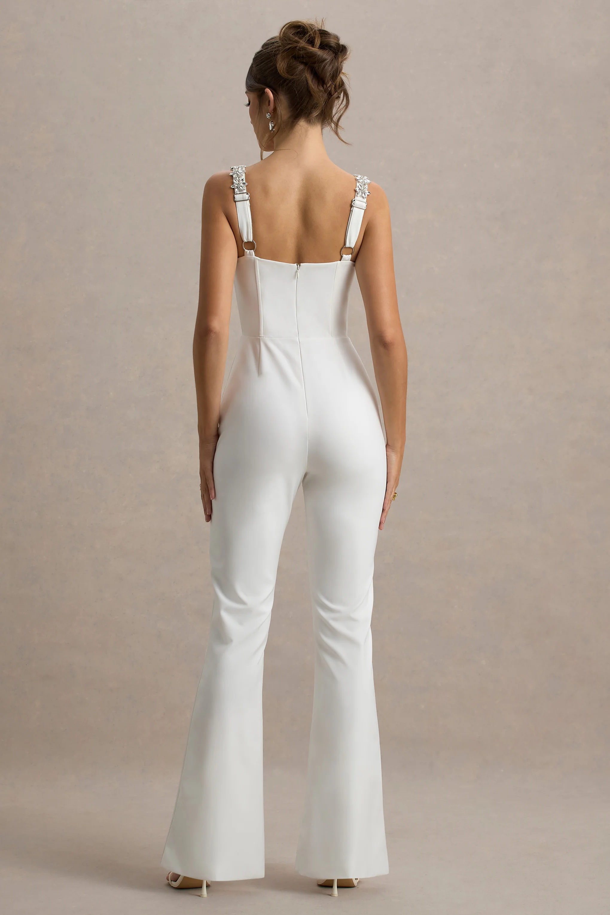 Amadi | White Embellished Strappy Flared-Leg Jumpsuit - Image 2
