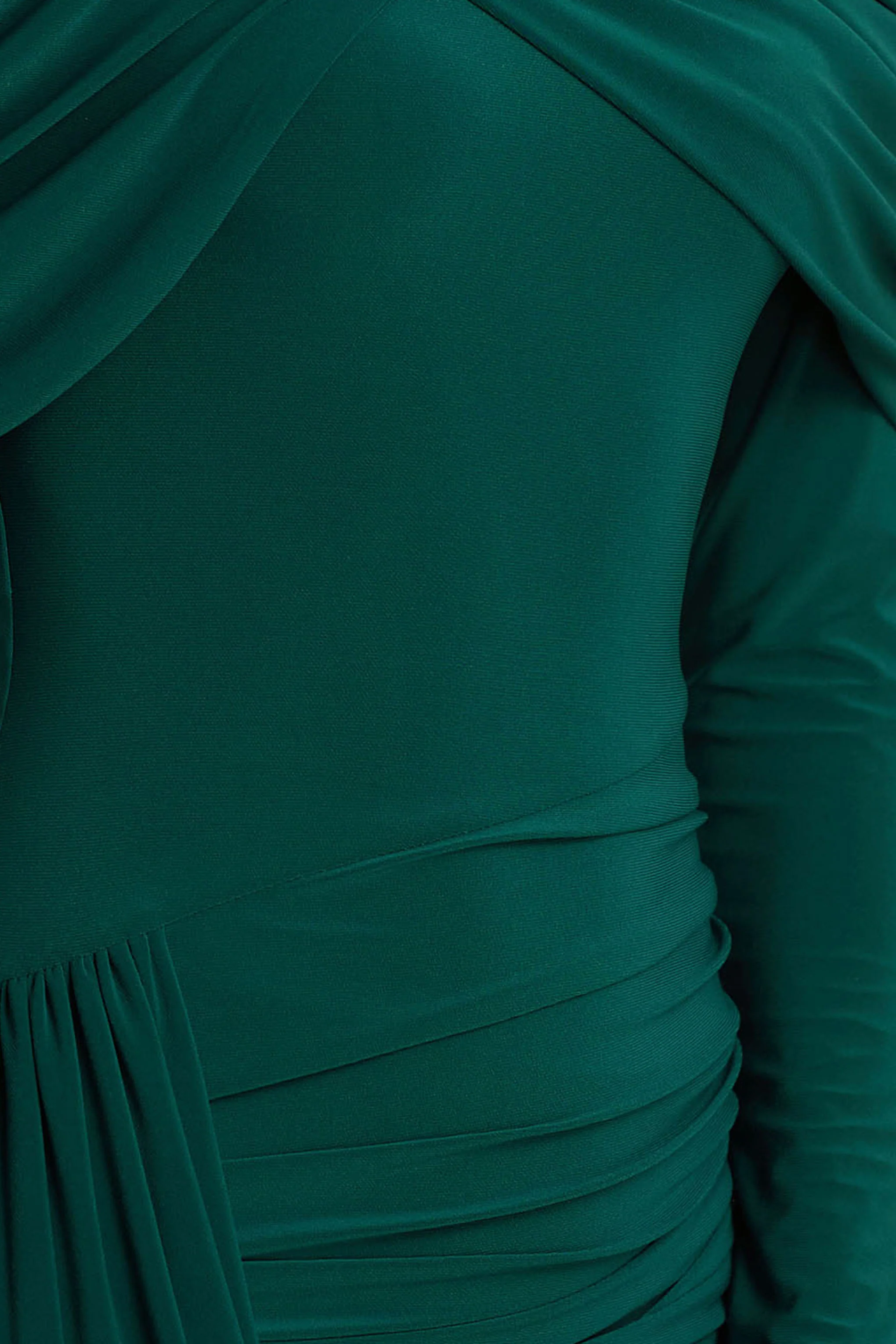 Aneira | Bottle Green High-Neck Maxi Dress With Cape Sleeves - Image 6