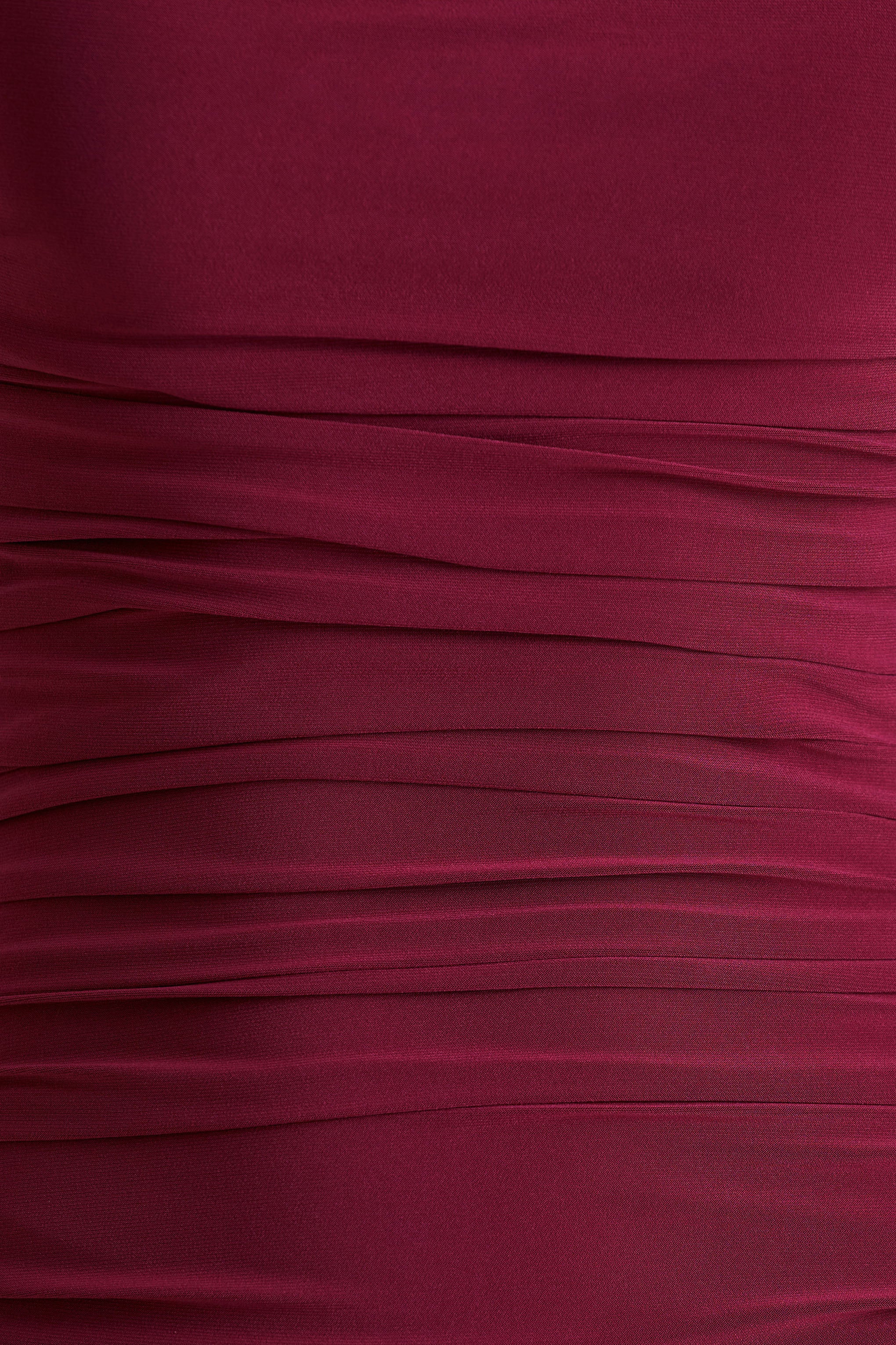 Aniyah | Burgundy Slashed-Neck Maxi Dress With Ruched Detailing - Image 6