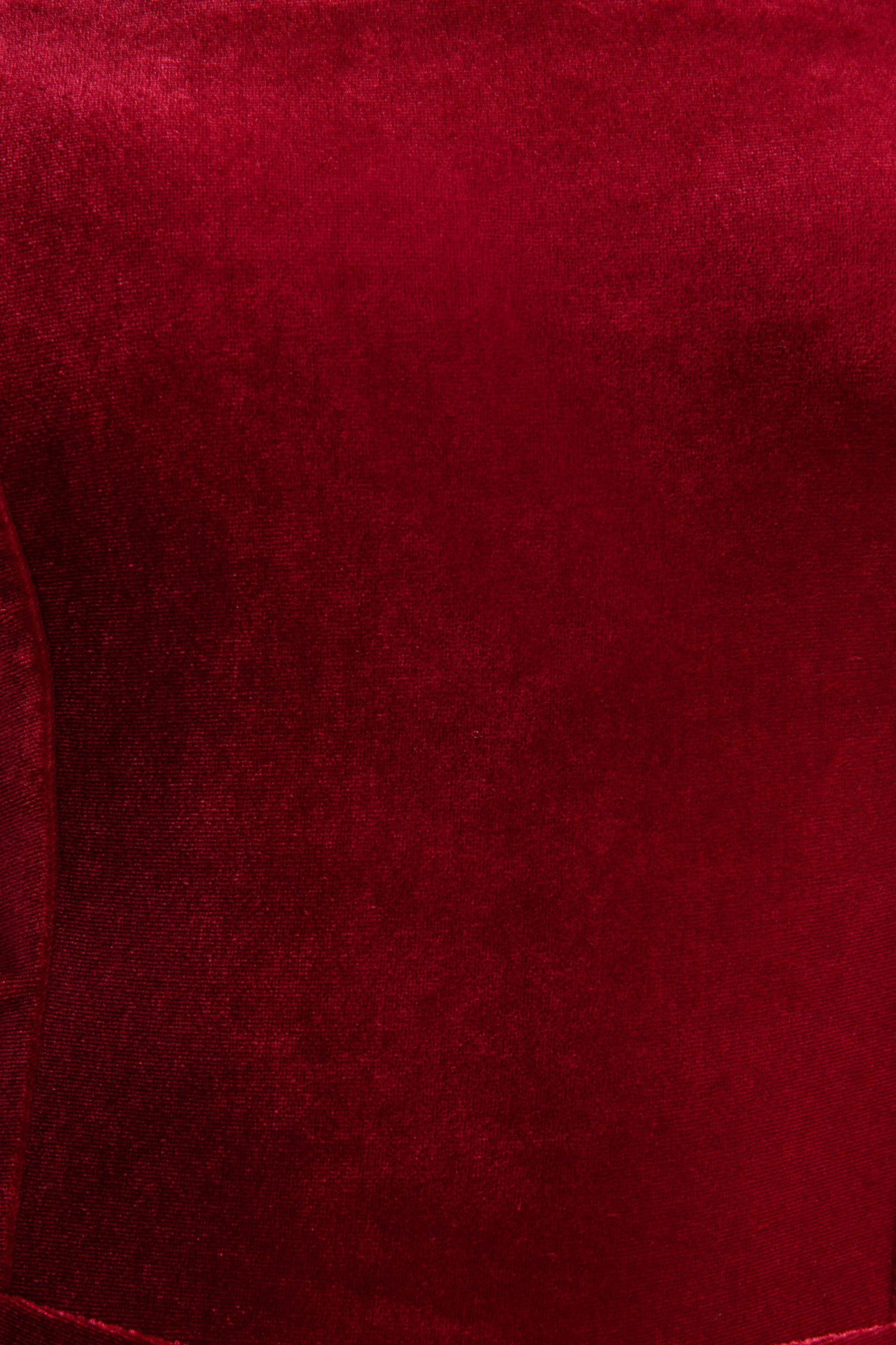Arcane | Burgundy Velvet Bandeau Jumpsuit With Scarf - Image 6
