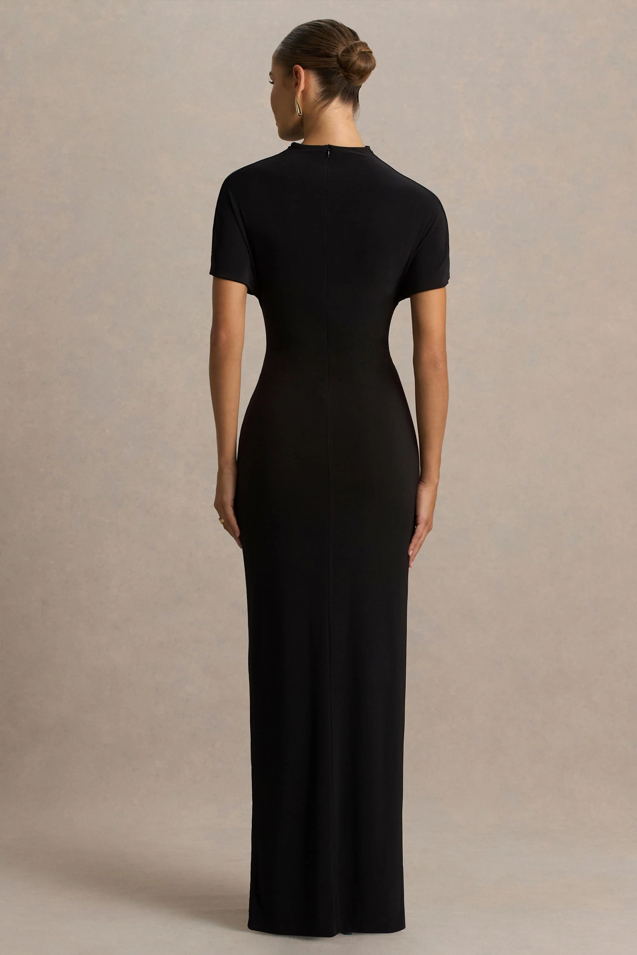 Arlena | Black High-Neck Wrapped Maxi Dress - Image 2