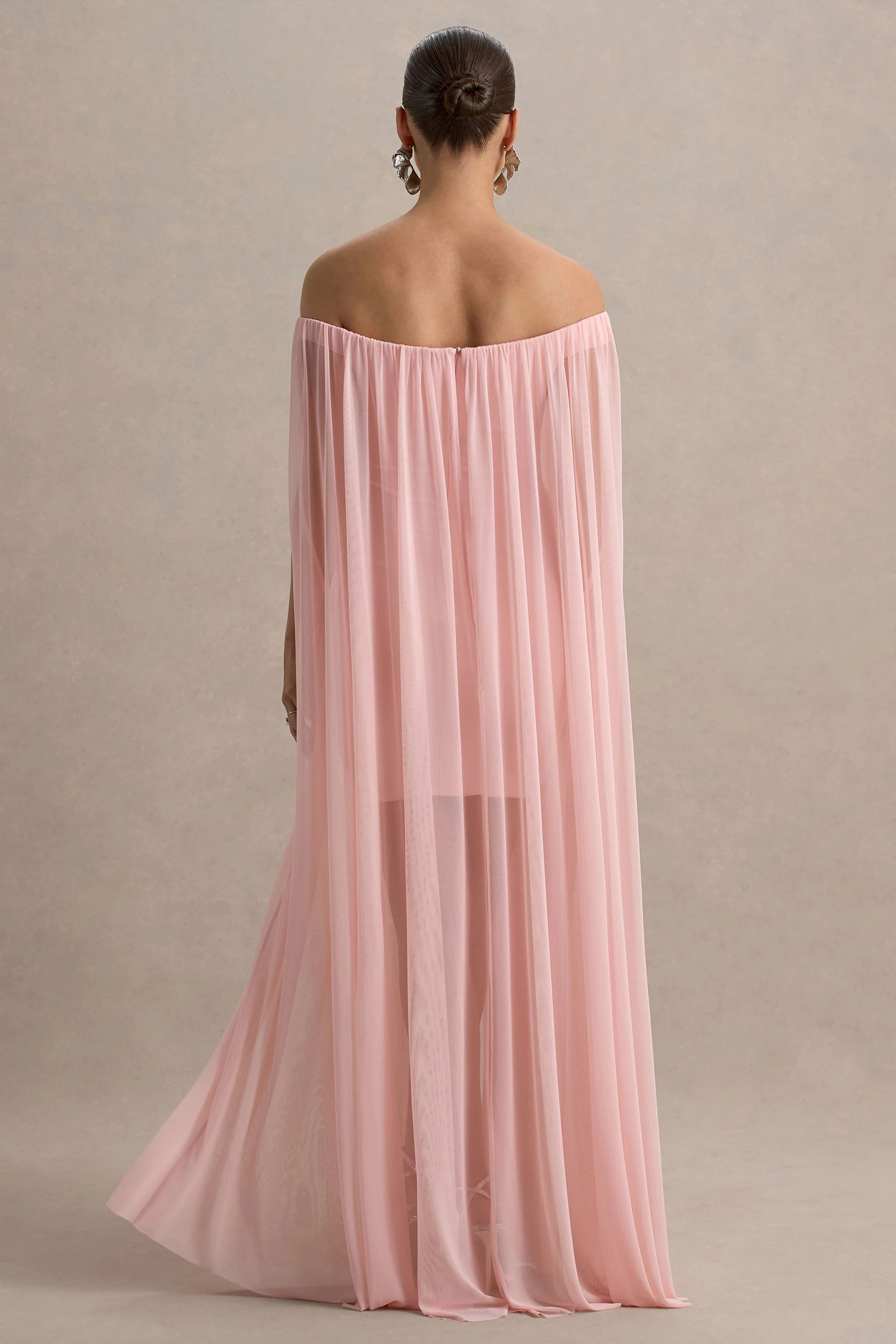 Atmosphere | Pink Bandeau Maternity Mini Dress With Mesh Overlay - Image 2