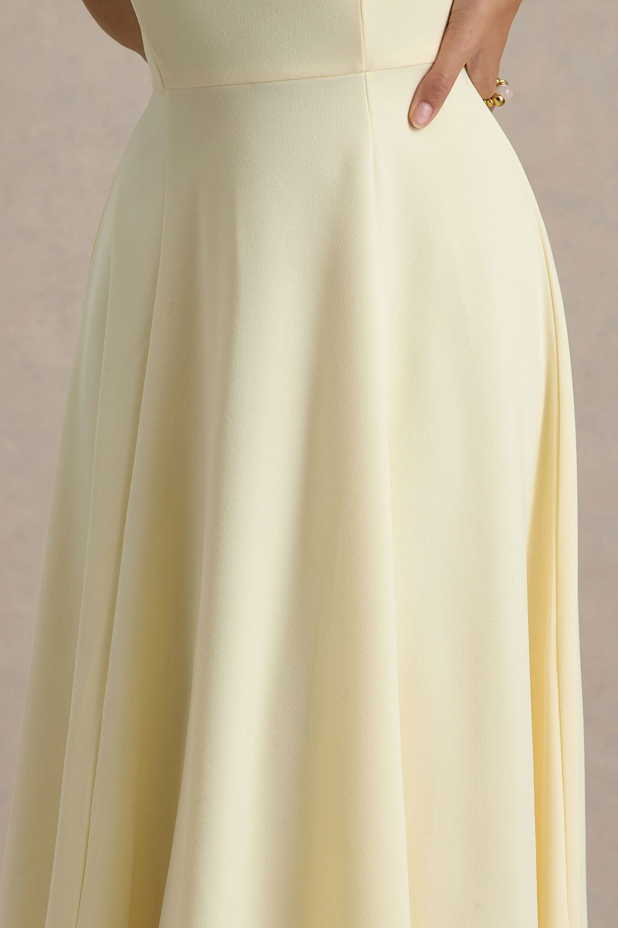 Auburn | Pale Lemon Halter-Neck Midi Dress - Image 6