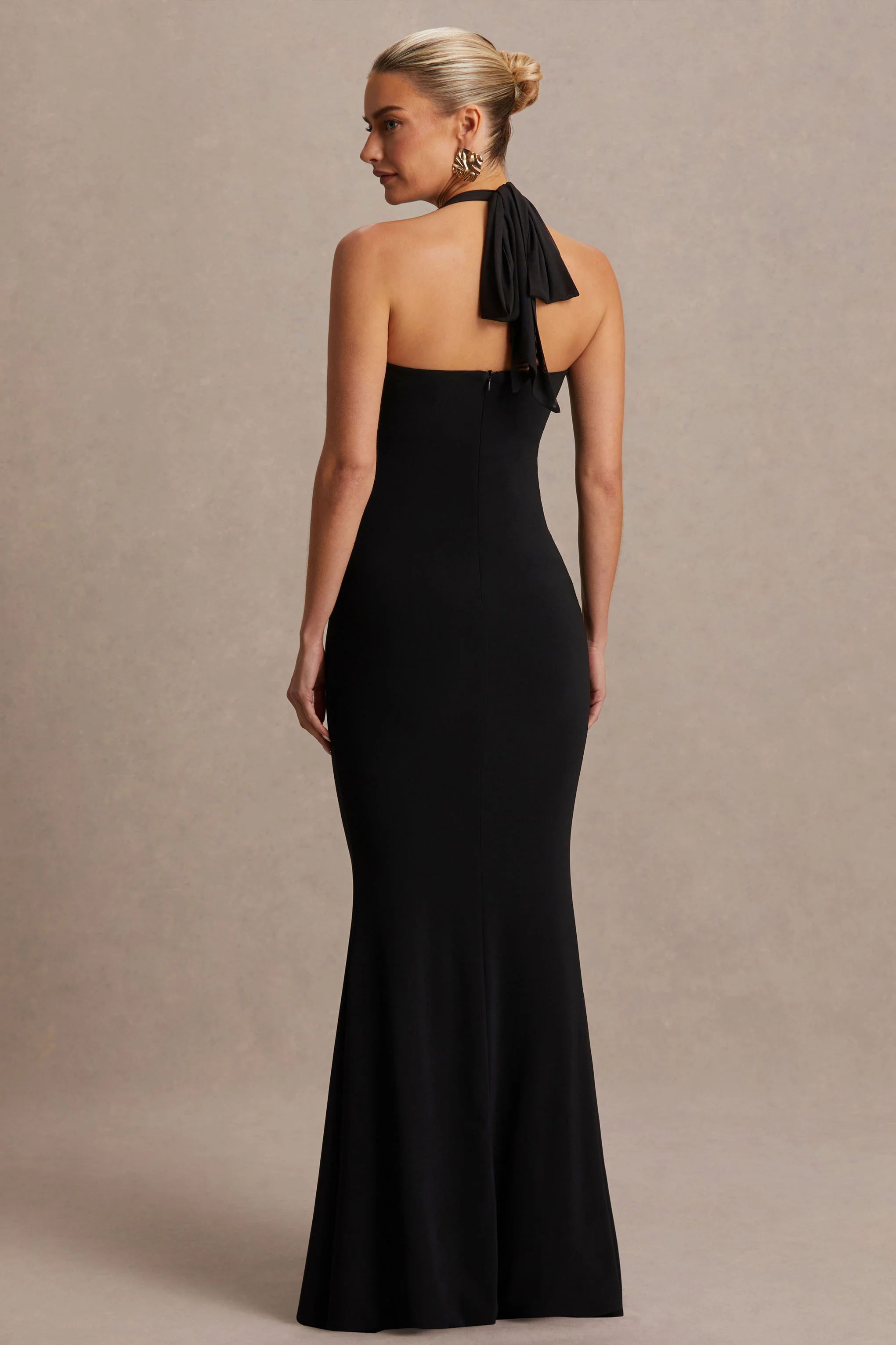 Avielle | Black Halter-Neck Maternity Maxi Dress - Image 2