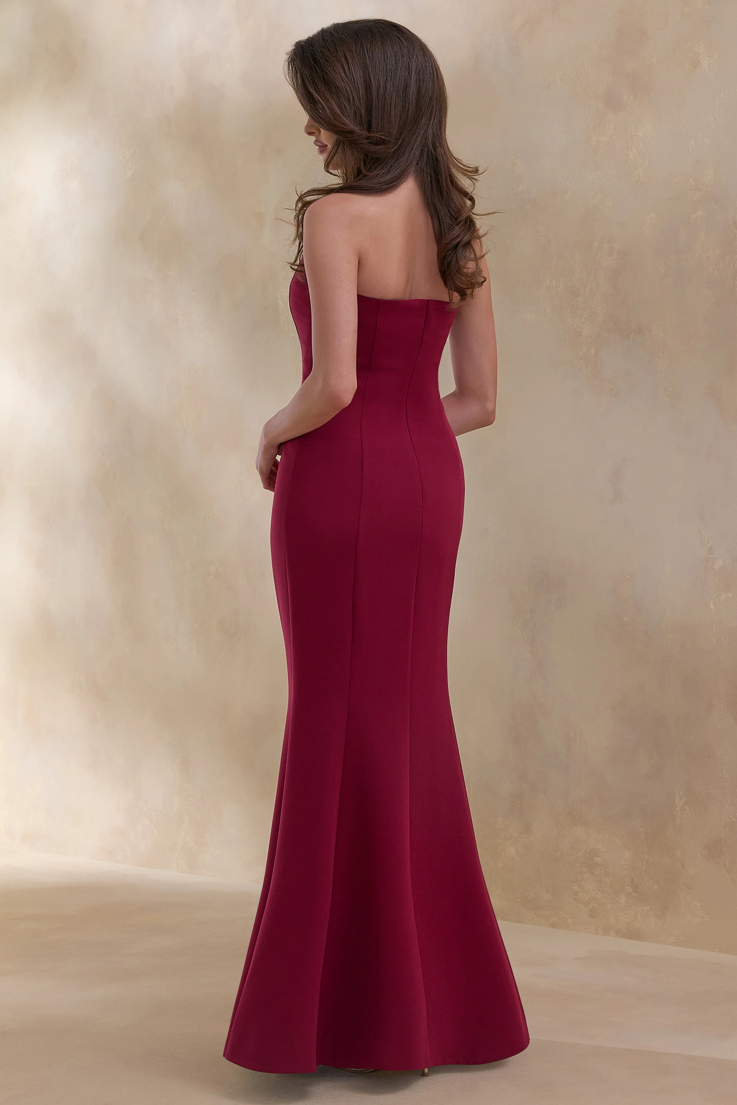Aylana | Burgundy Bandeau Maxi Dress With Embellished Detail - Image 2