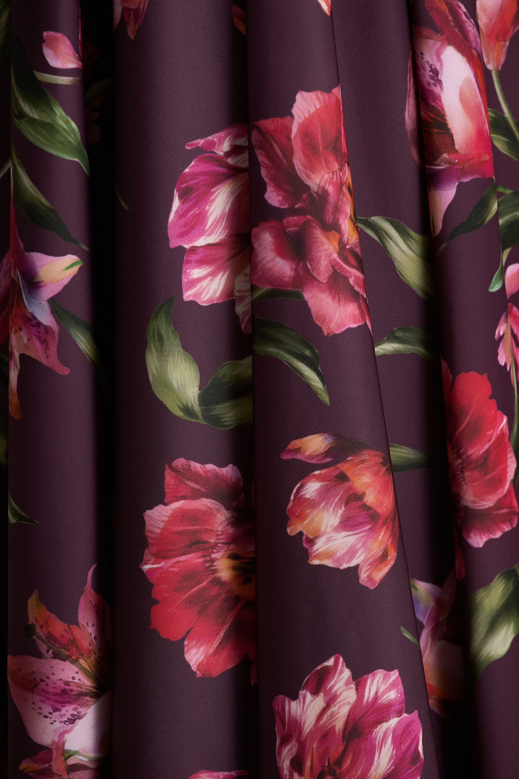 Berta | Burgundy Floral Print Square-Neck Midi Dress - Image 6