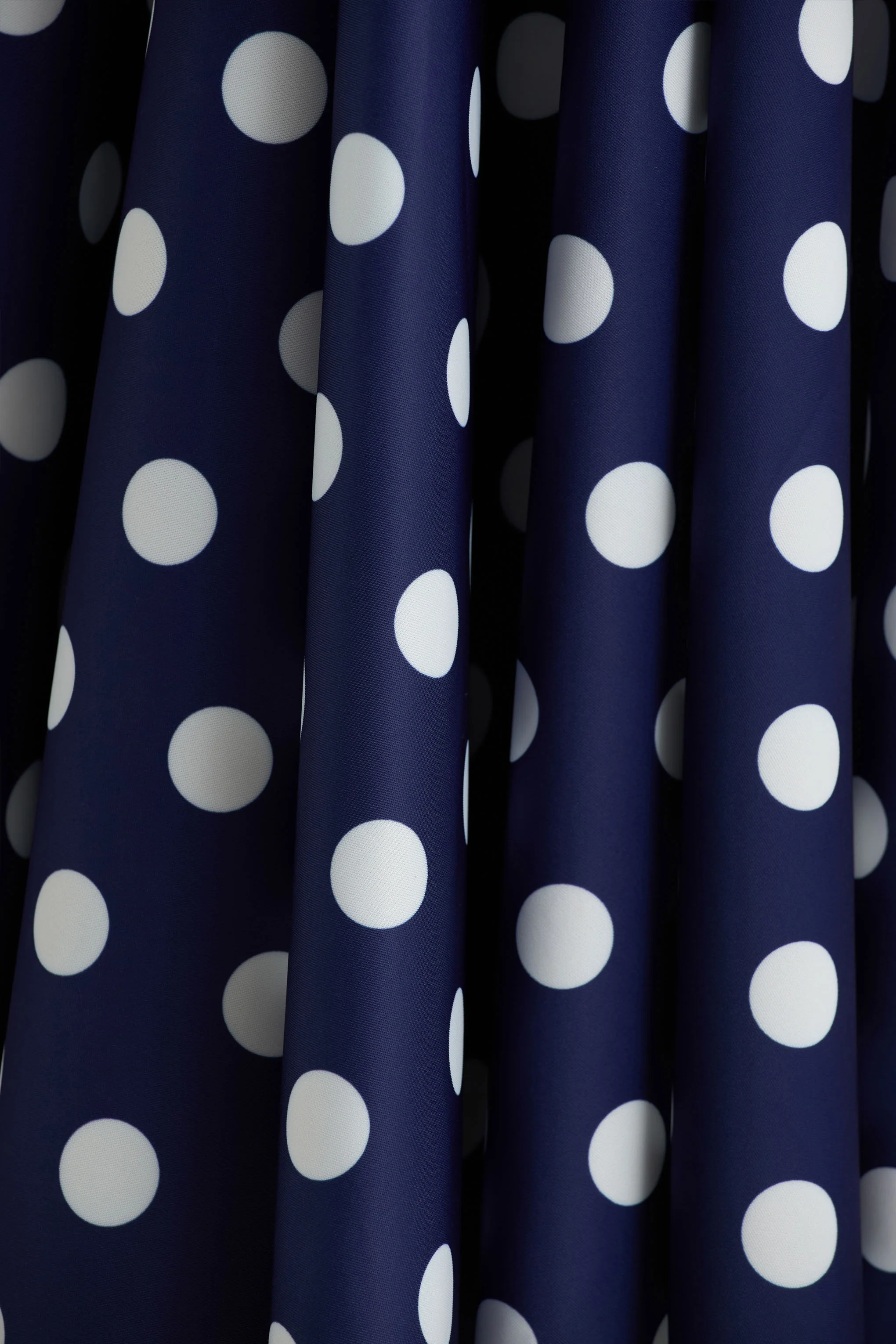 Berta | Navy And White Polka-Dot Square-Neck Midi Dress - Image 7