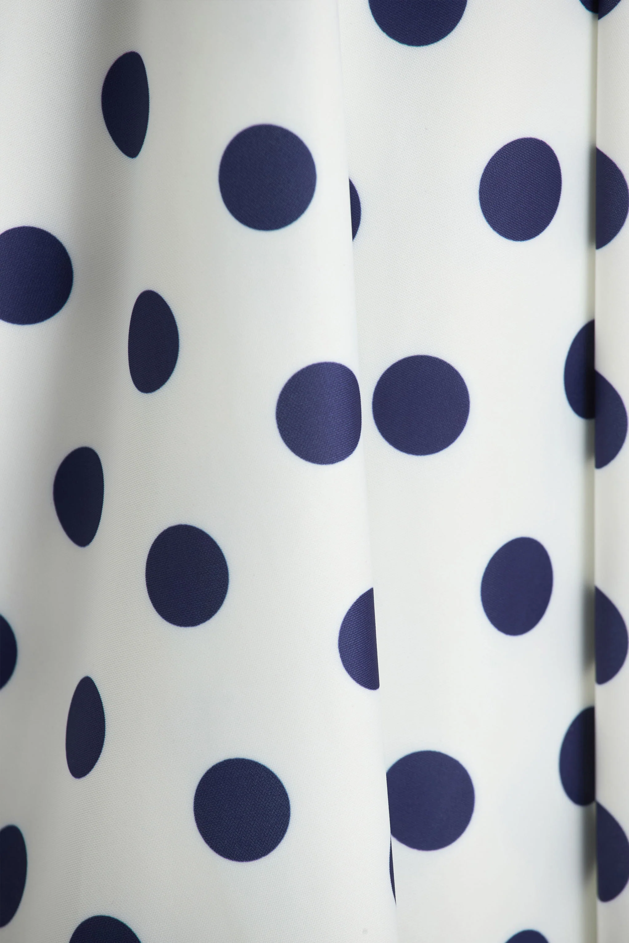 Berta | White And Navy Polka-Dot Square-Neck Midi Dress - Image 7