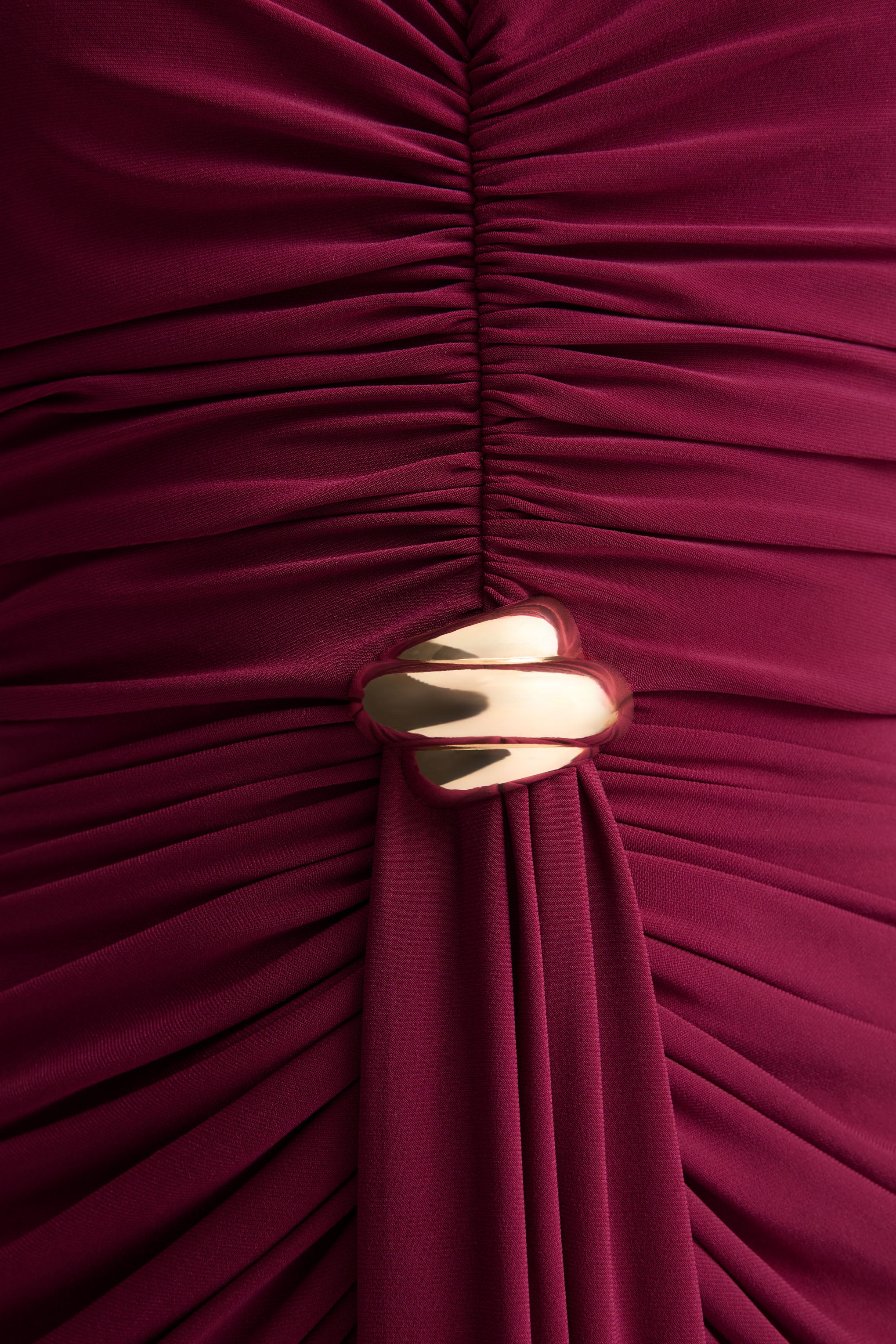 Beverly | Burgundy Bandeau Maxi Dress With Gathered-Detailing - Image 6