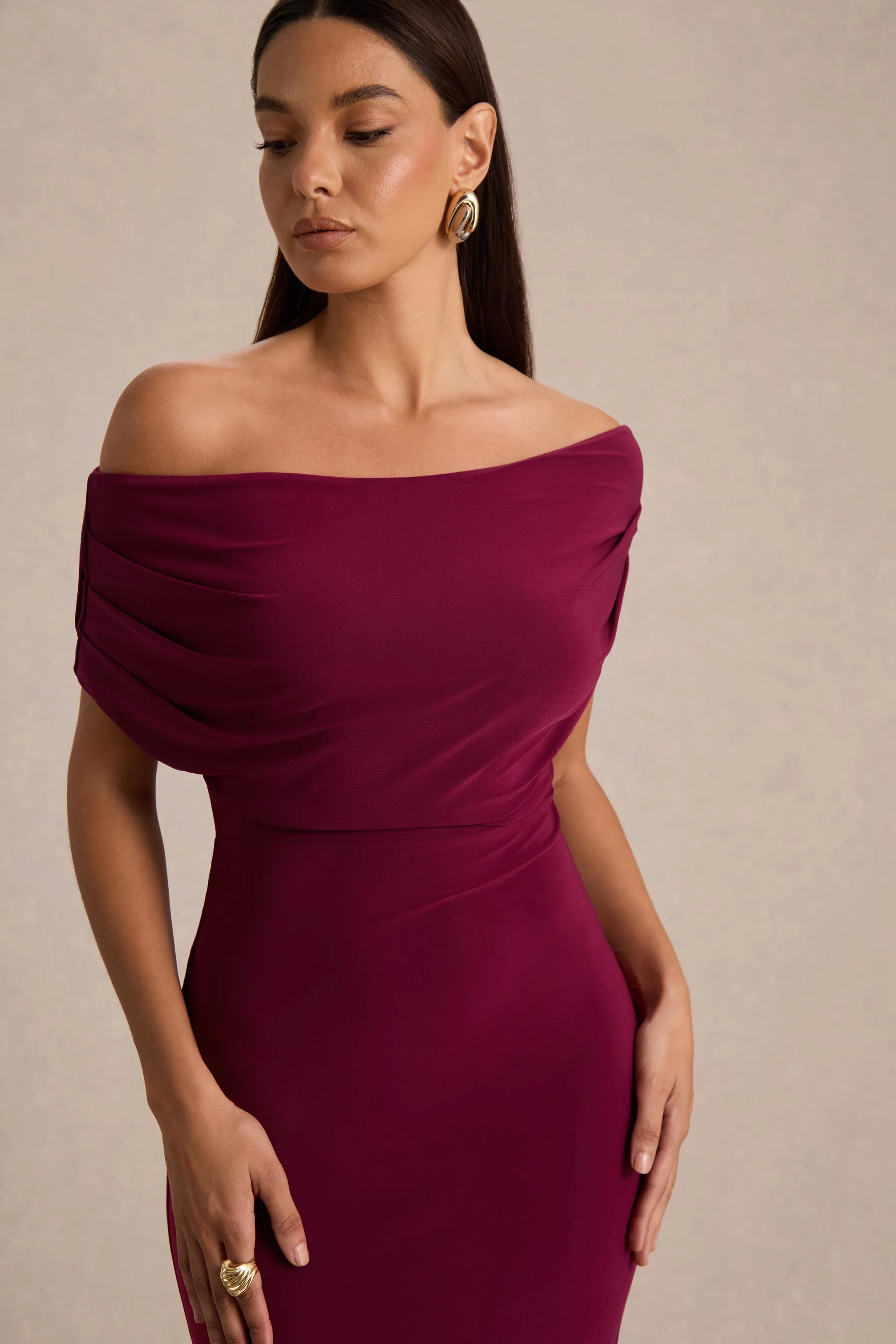 Bowden | Berry Bardot Maxi Dress - Image 3