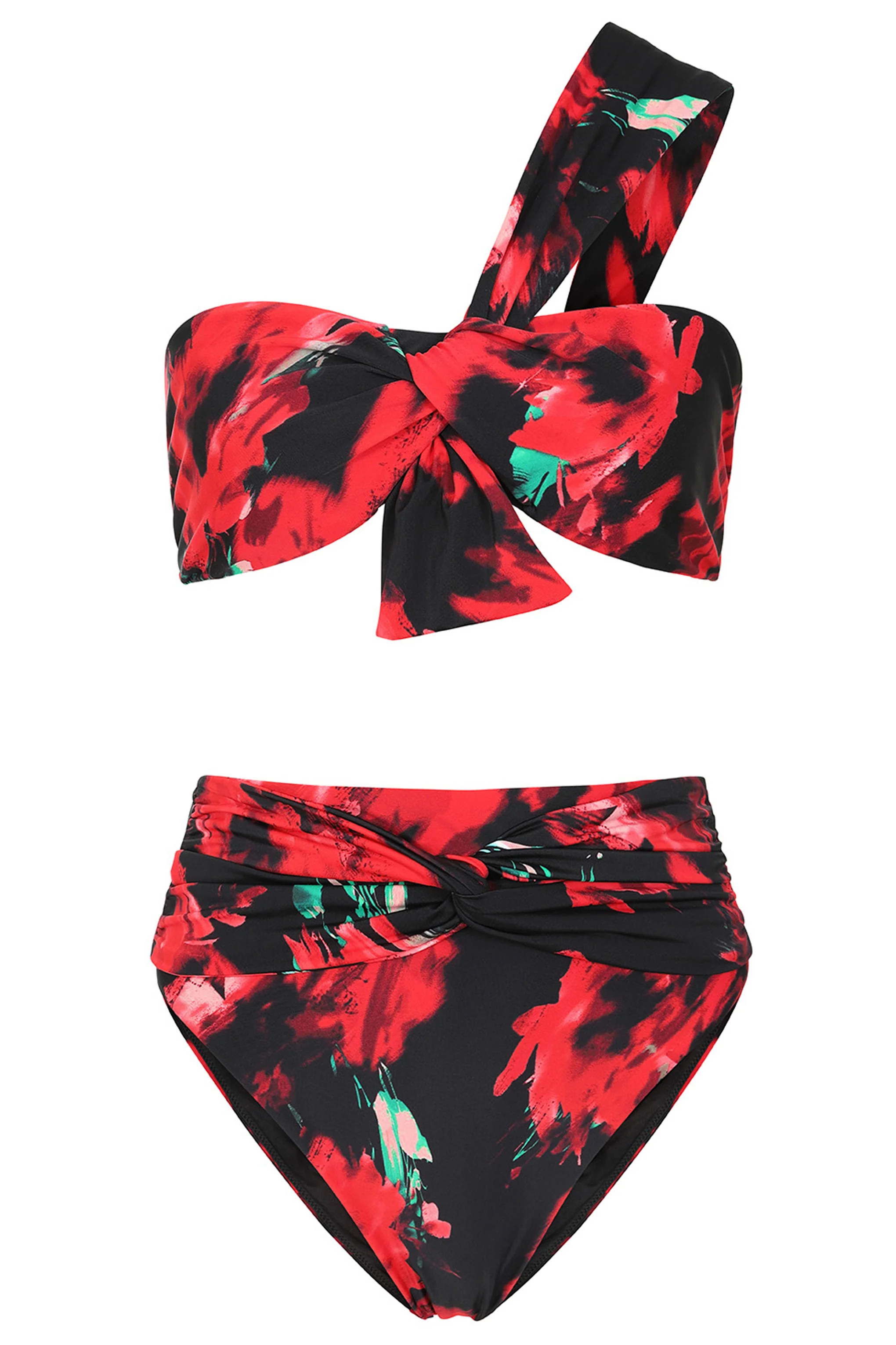 Bowline | Multi Print One Shoulder Knotted Bikini Top - Image 7