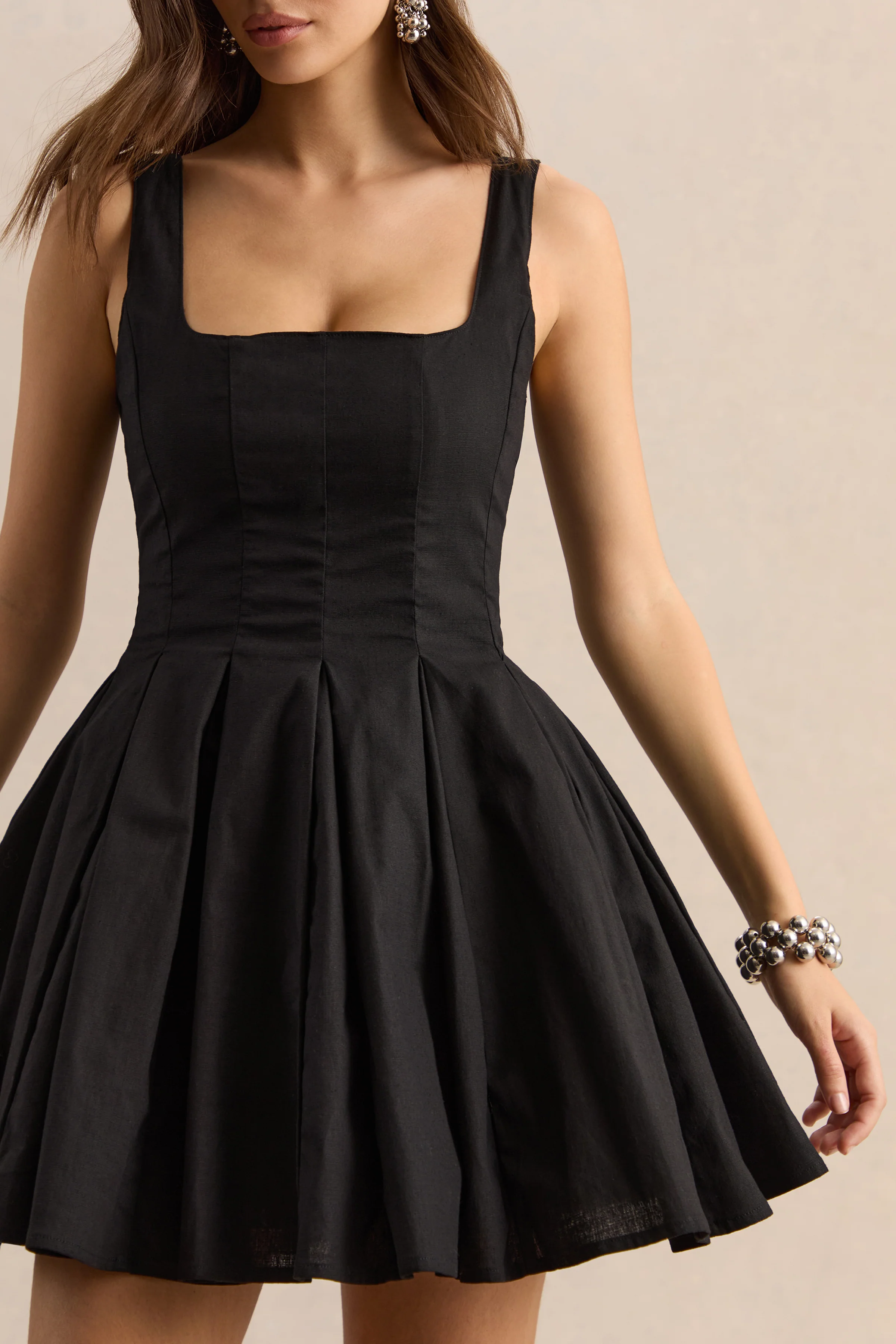 Brioria | Black Square-Neck Skater Mini Dress - Image 7