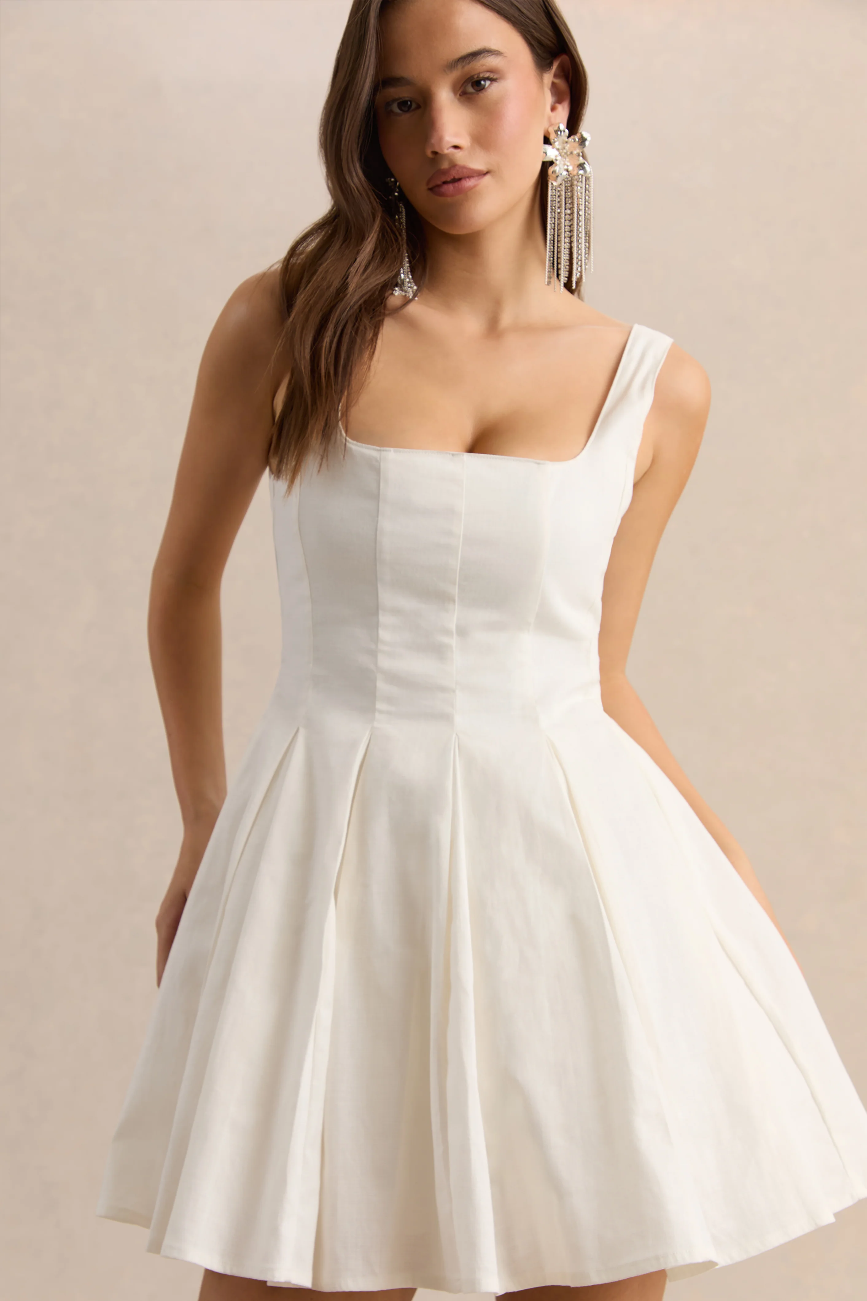 Brioria | White Square-Neck Skater Mini Dress - Image 6