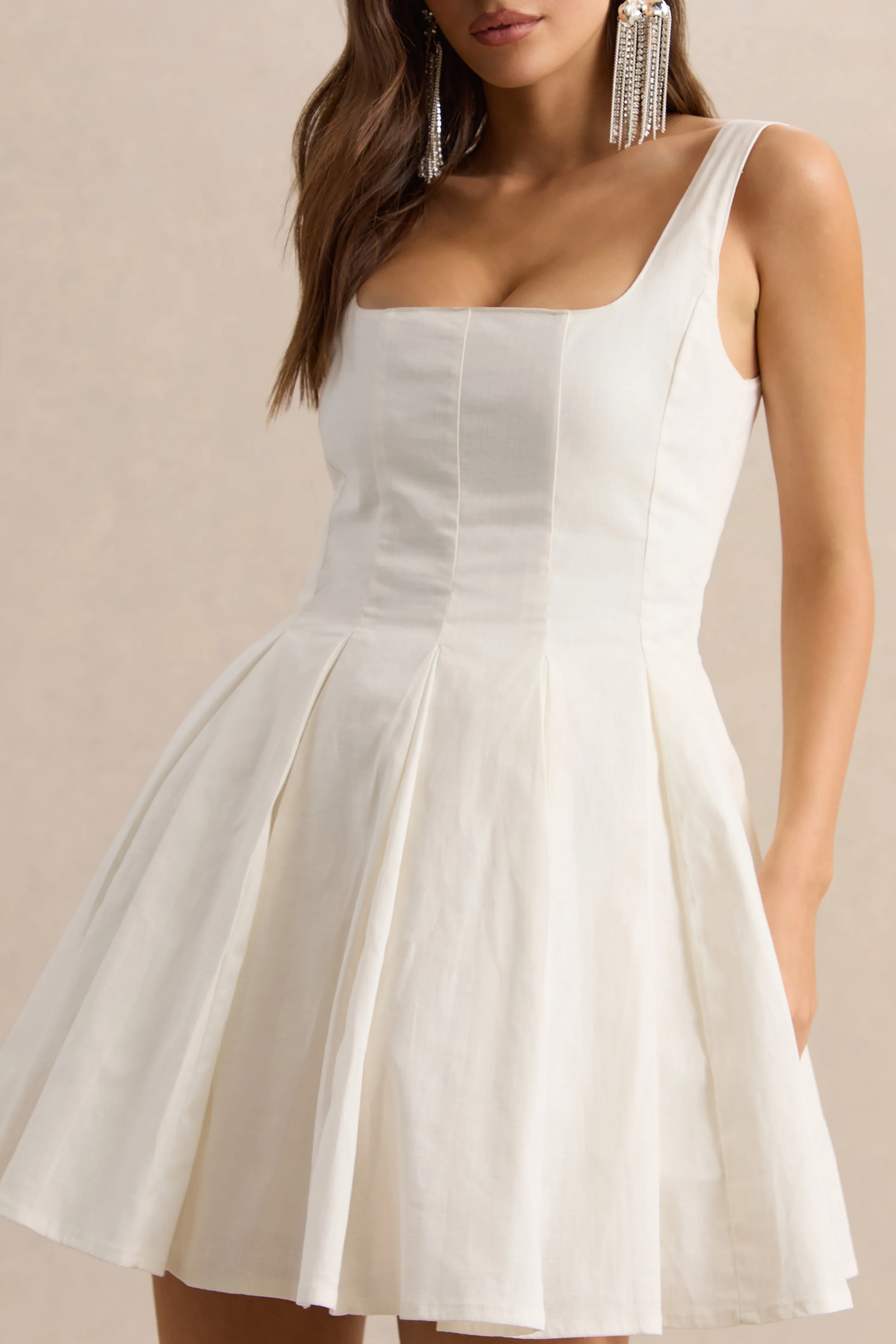 Brioria | White Square-Neck Skater Mini Dress - Image 7