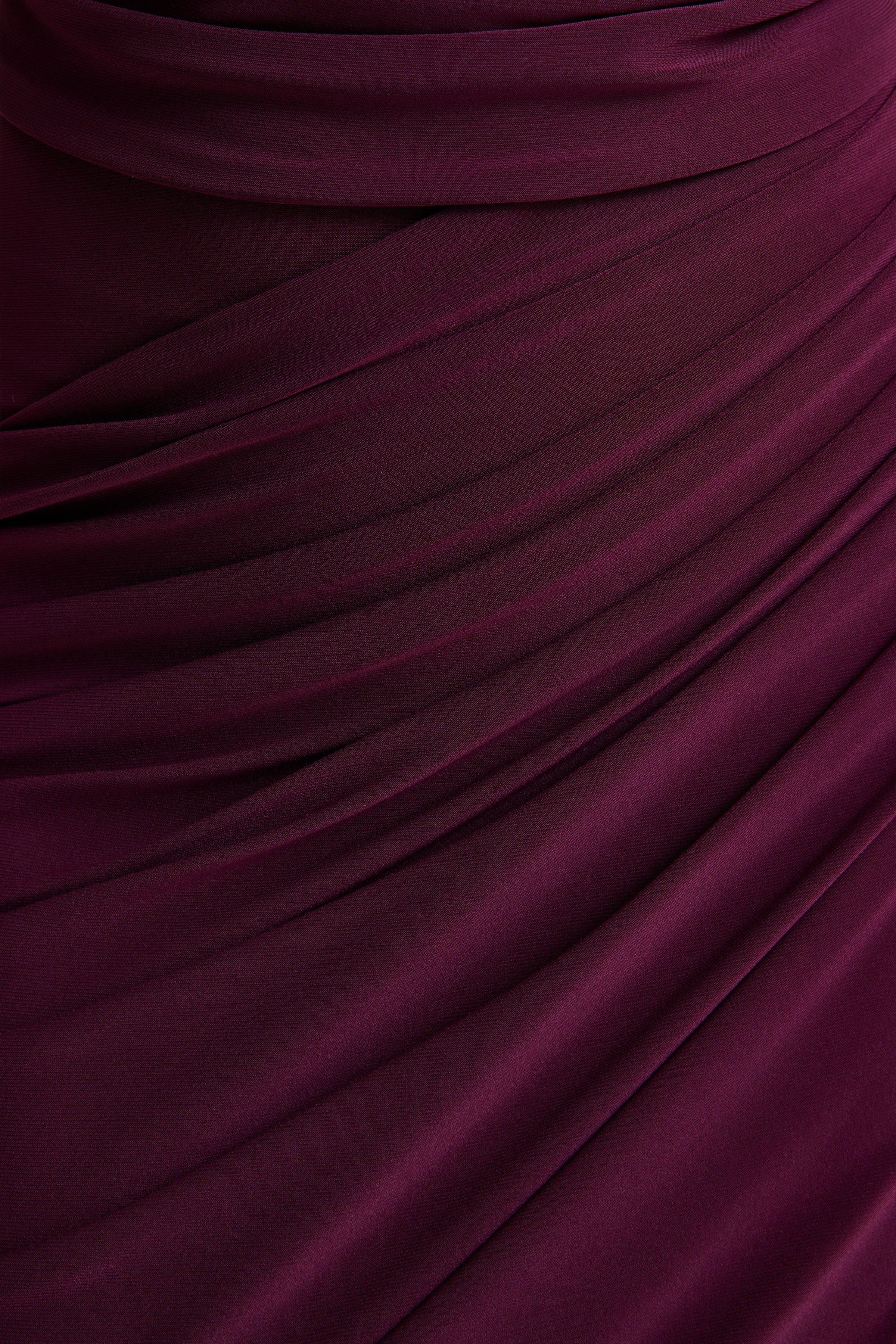 Cairo | Burgundy Cowl-Neck Maxi Dress With Gathered Detailing - Image 6