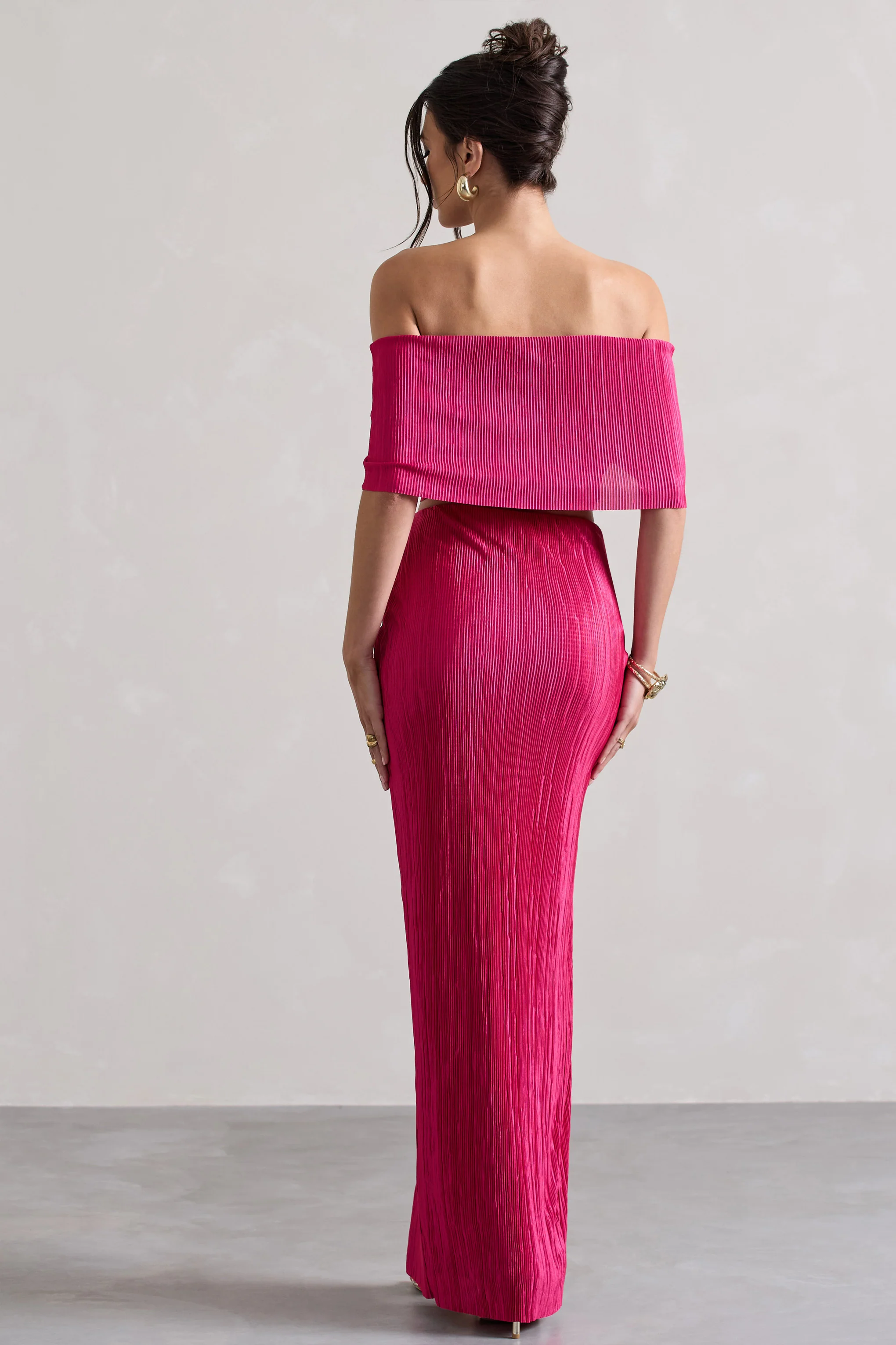 Calida | Hot Pink Plisse Knot Split Maxi Skirt - Image 2