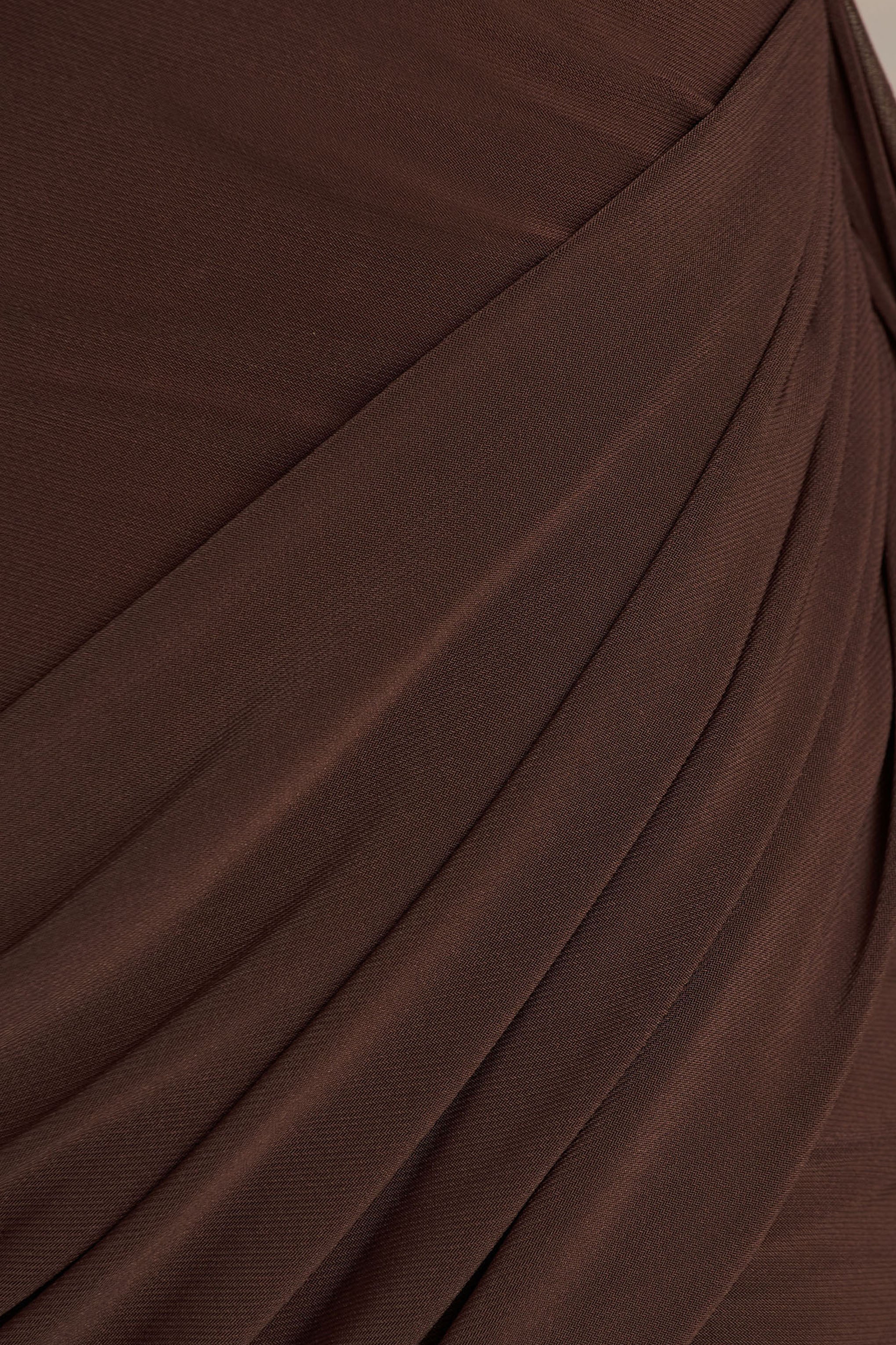 Calista | Brown Crew-Neck Mini Dress With Sash - Image 6