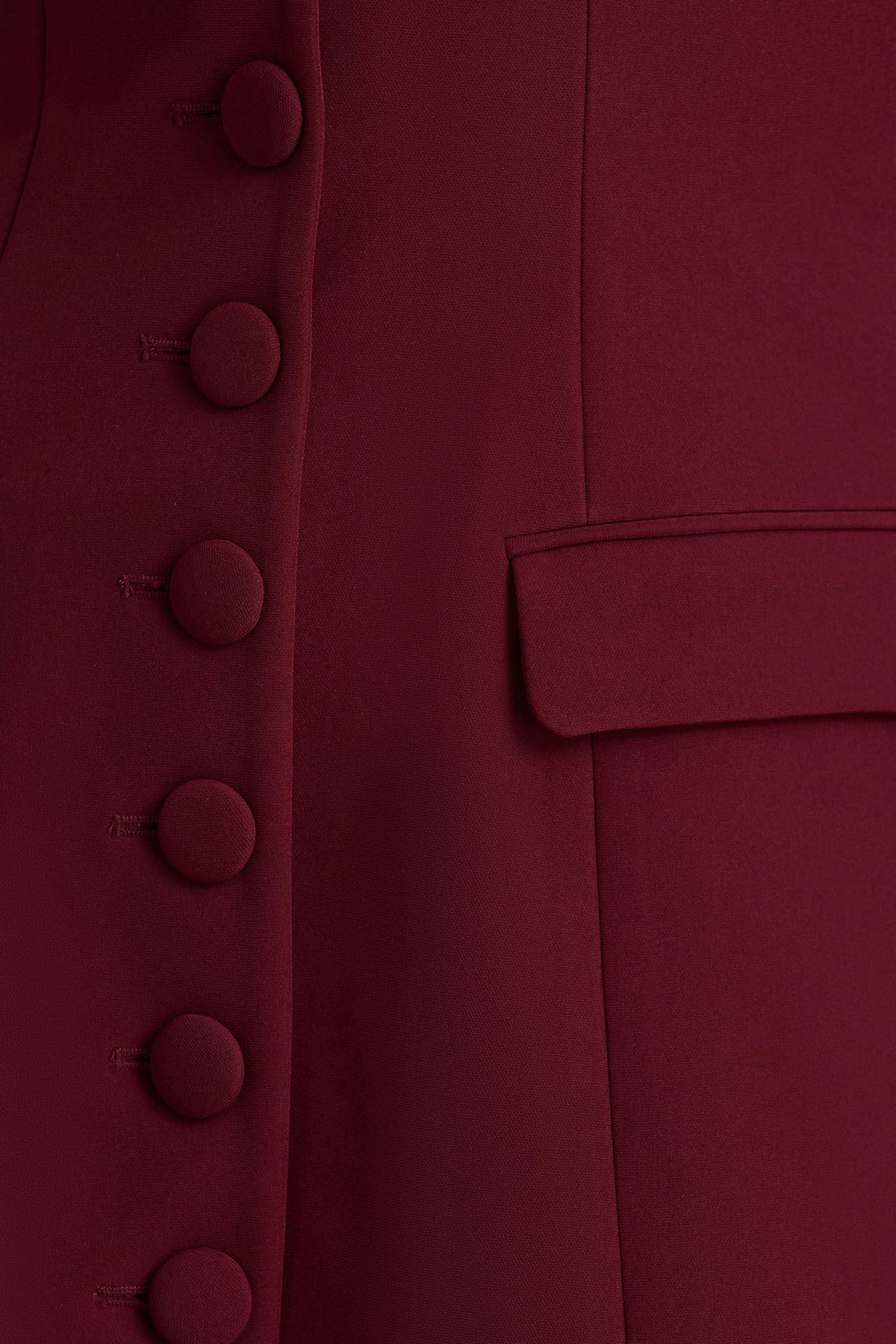 Carmen | Burgundy Sweetheart-Neck Tailored Mini Dress - Image 6