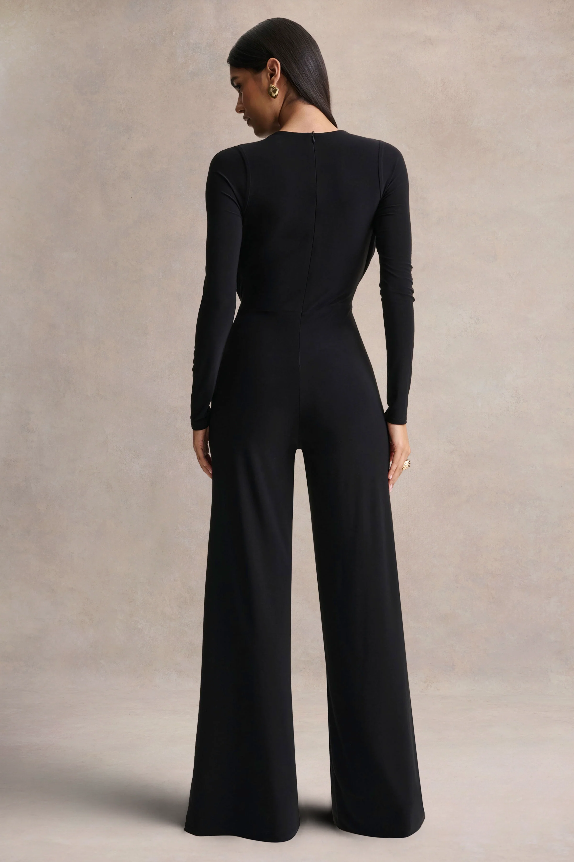 Catriona | Black Plunge-Neck Jumpsuit - Image 2