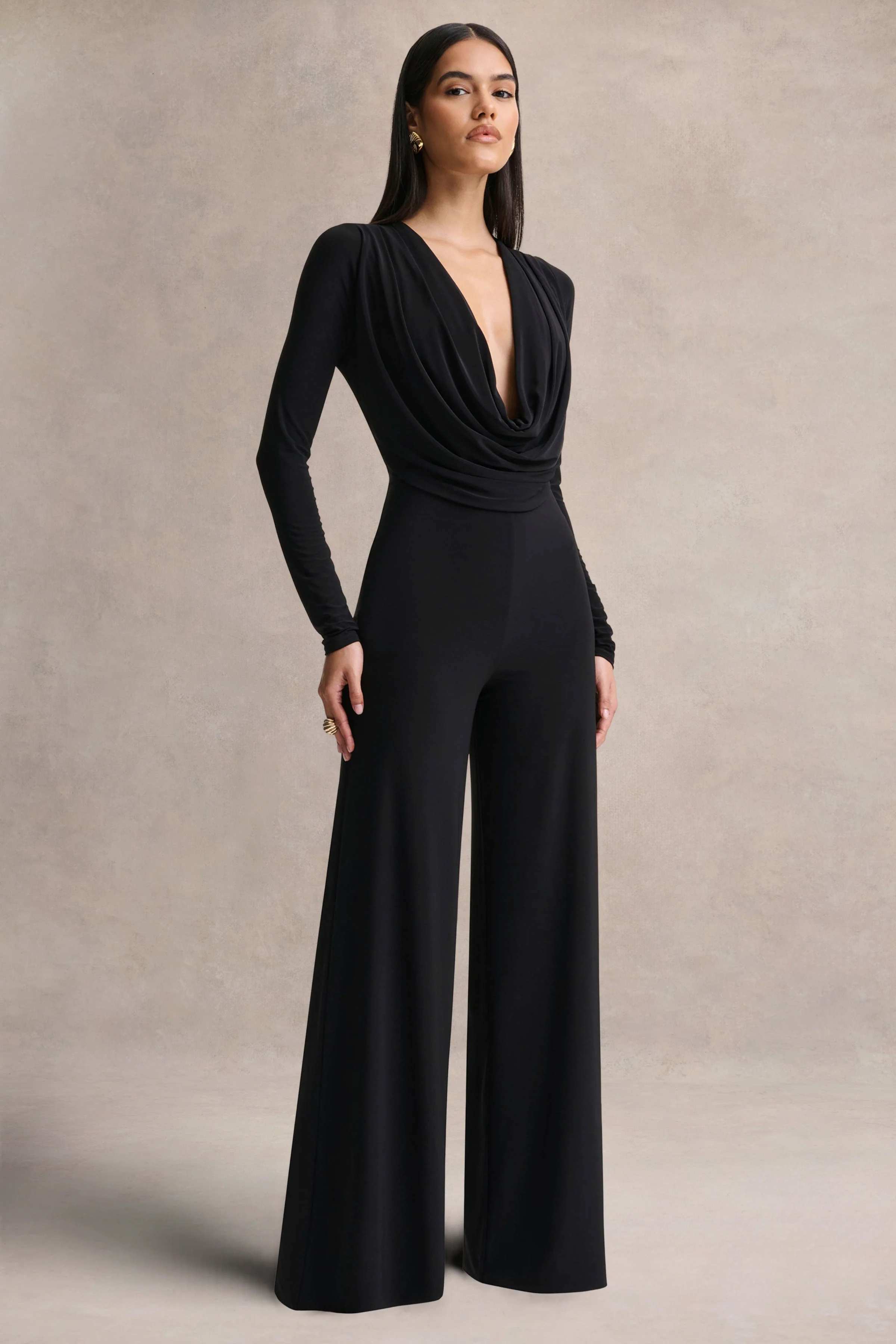 Catriona | Black Plunge-Neck Jumpsuit - Image 5