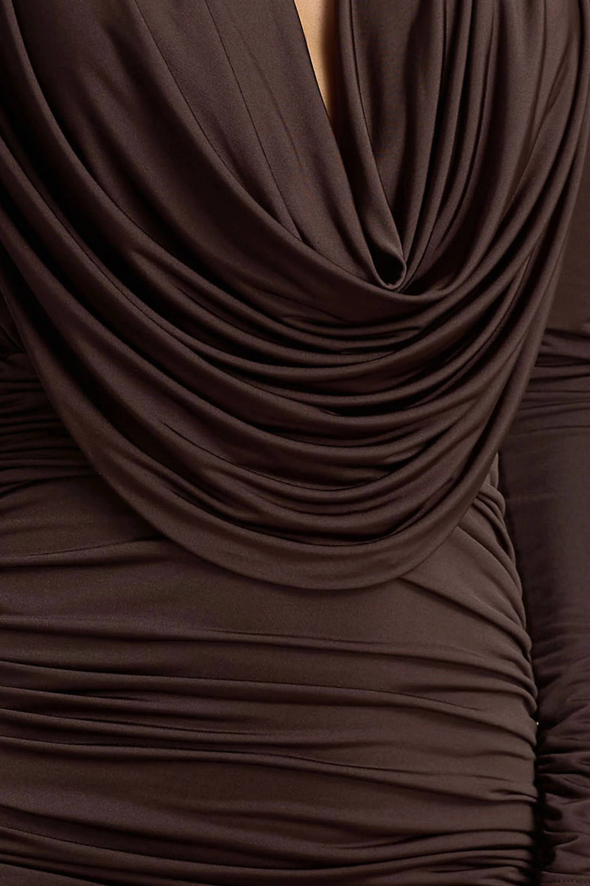 Ciela | Brown Extreme Plunge-Neck Mini Dress - Image 6