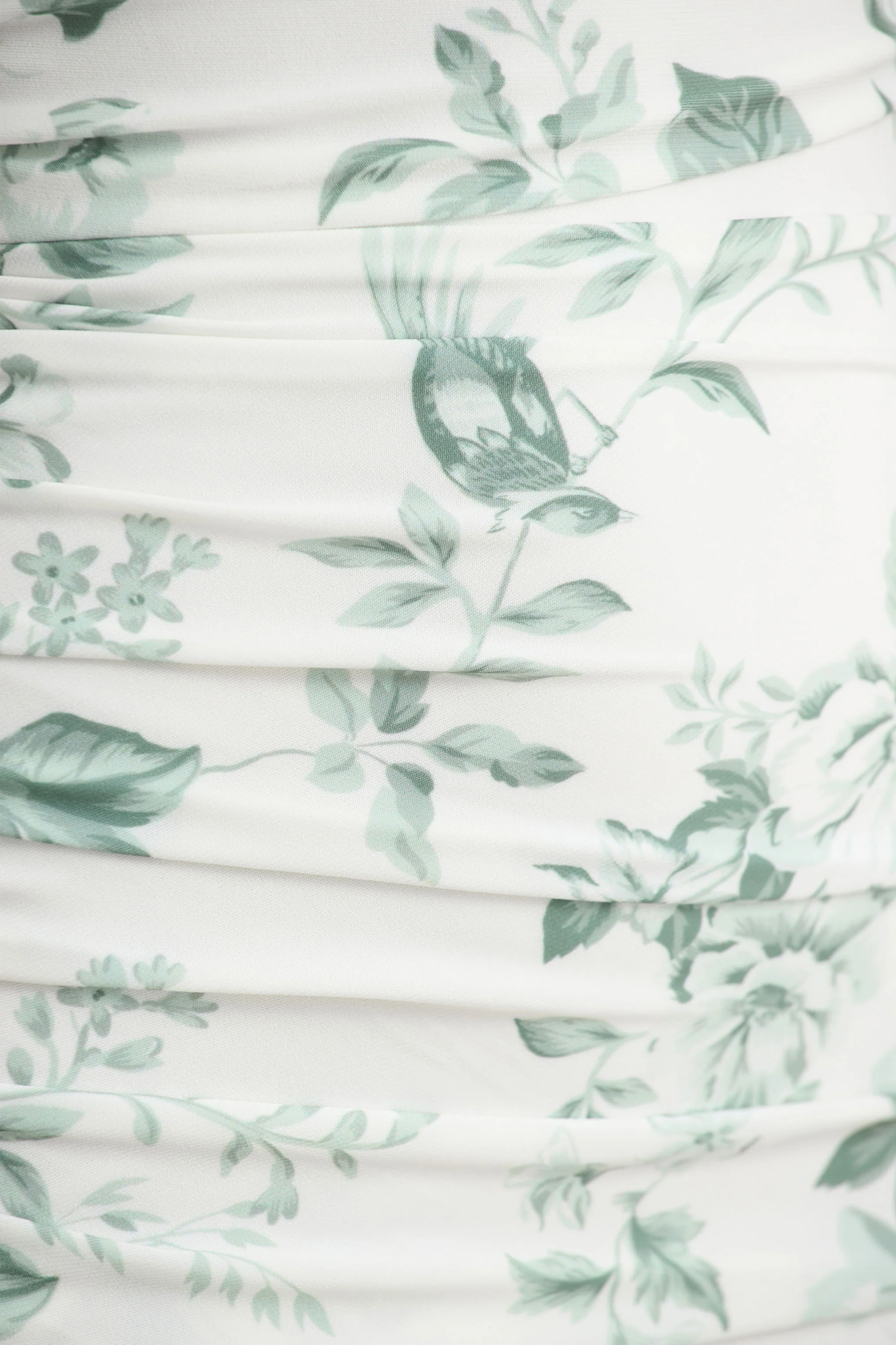 Clementina | Green Porcelain Print Asymmetric Cape Sleeve Maxi Dress - Image 6