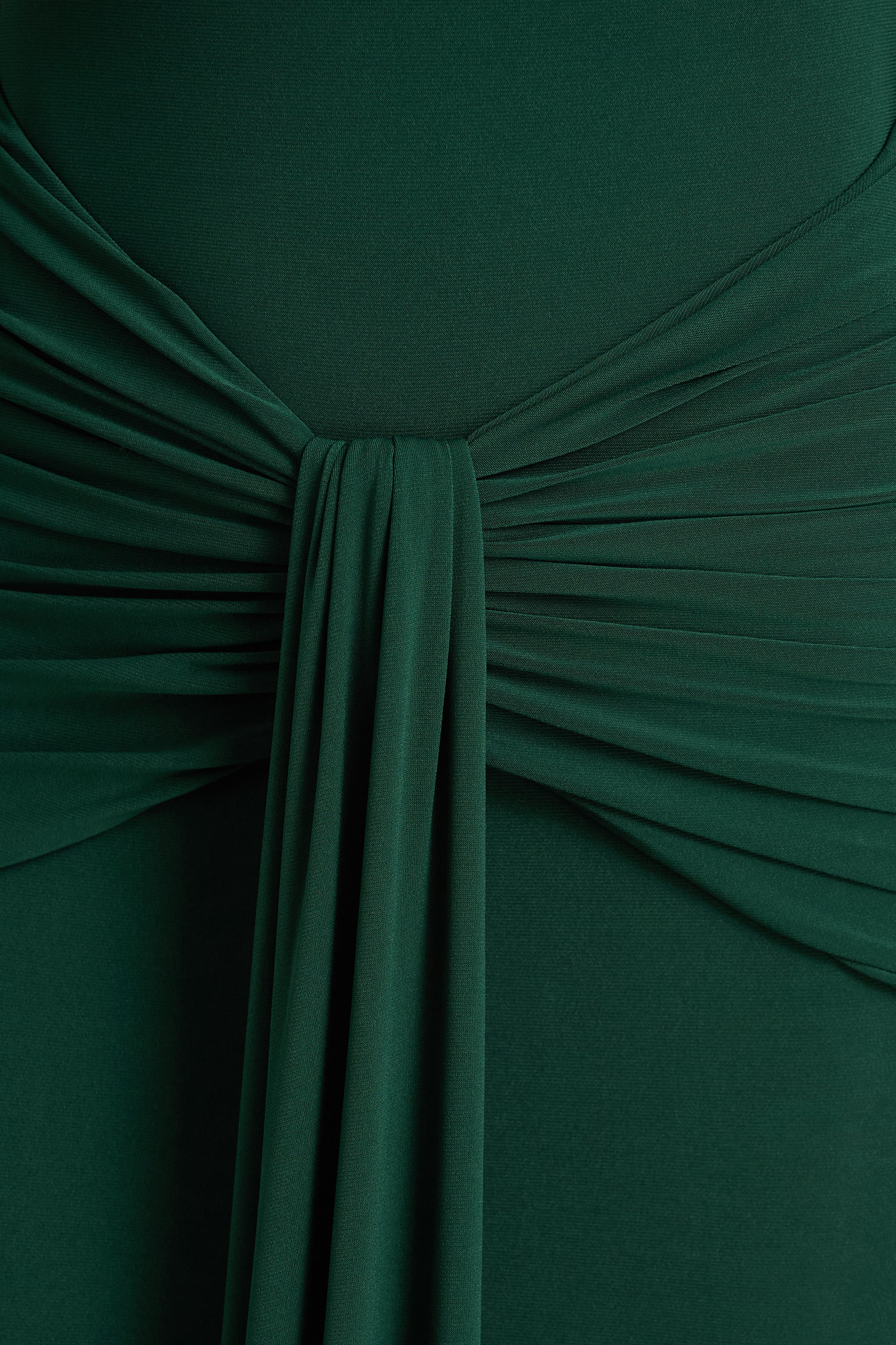 Clover | Dark Green Asymmetric-Neck Wrapped Maxi Dress With Sash - Image 6