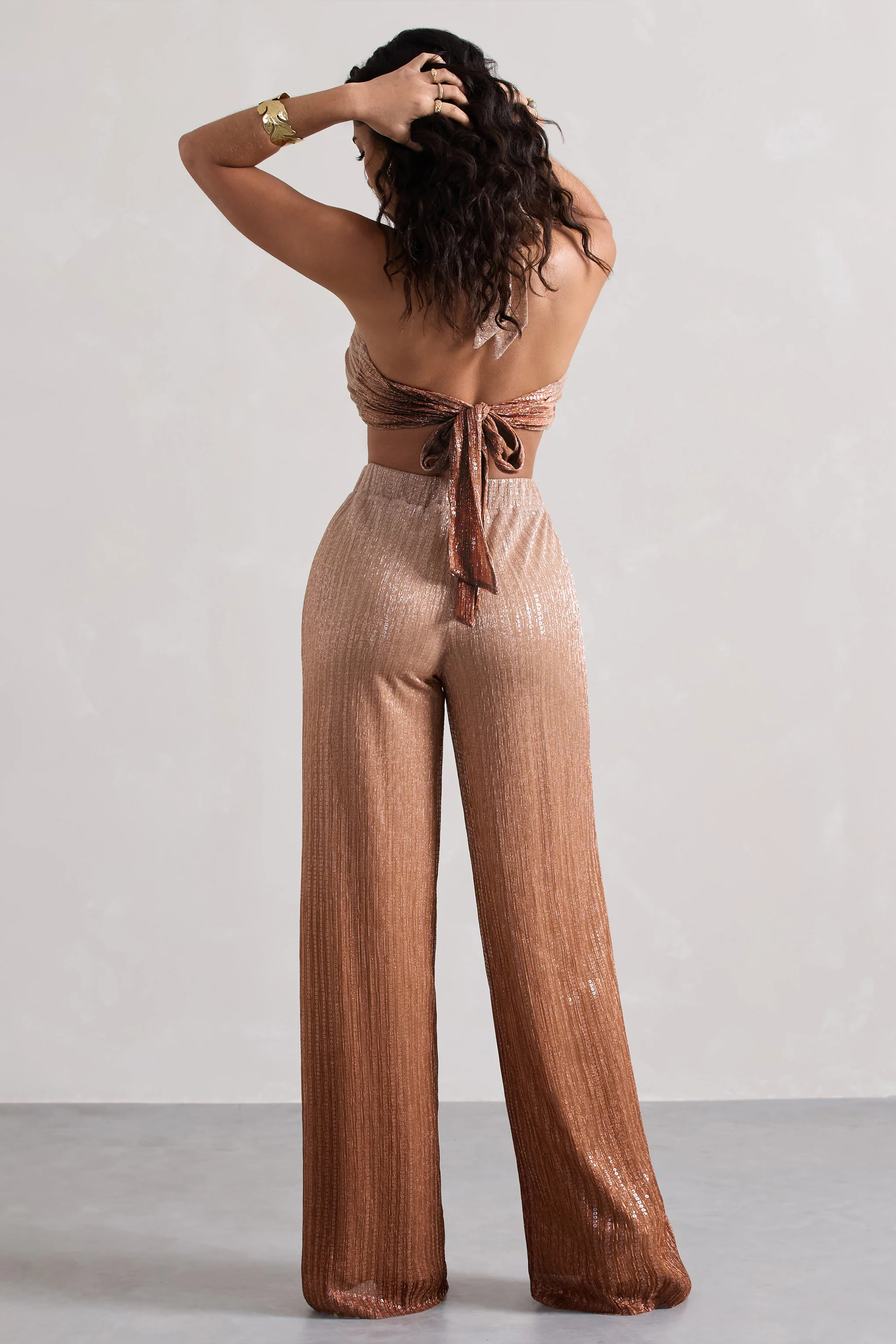 Connection | Gold Metallic Ombre Trousers - Image 2
