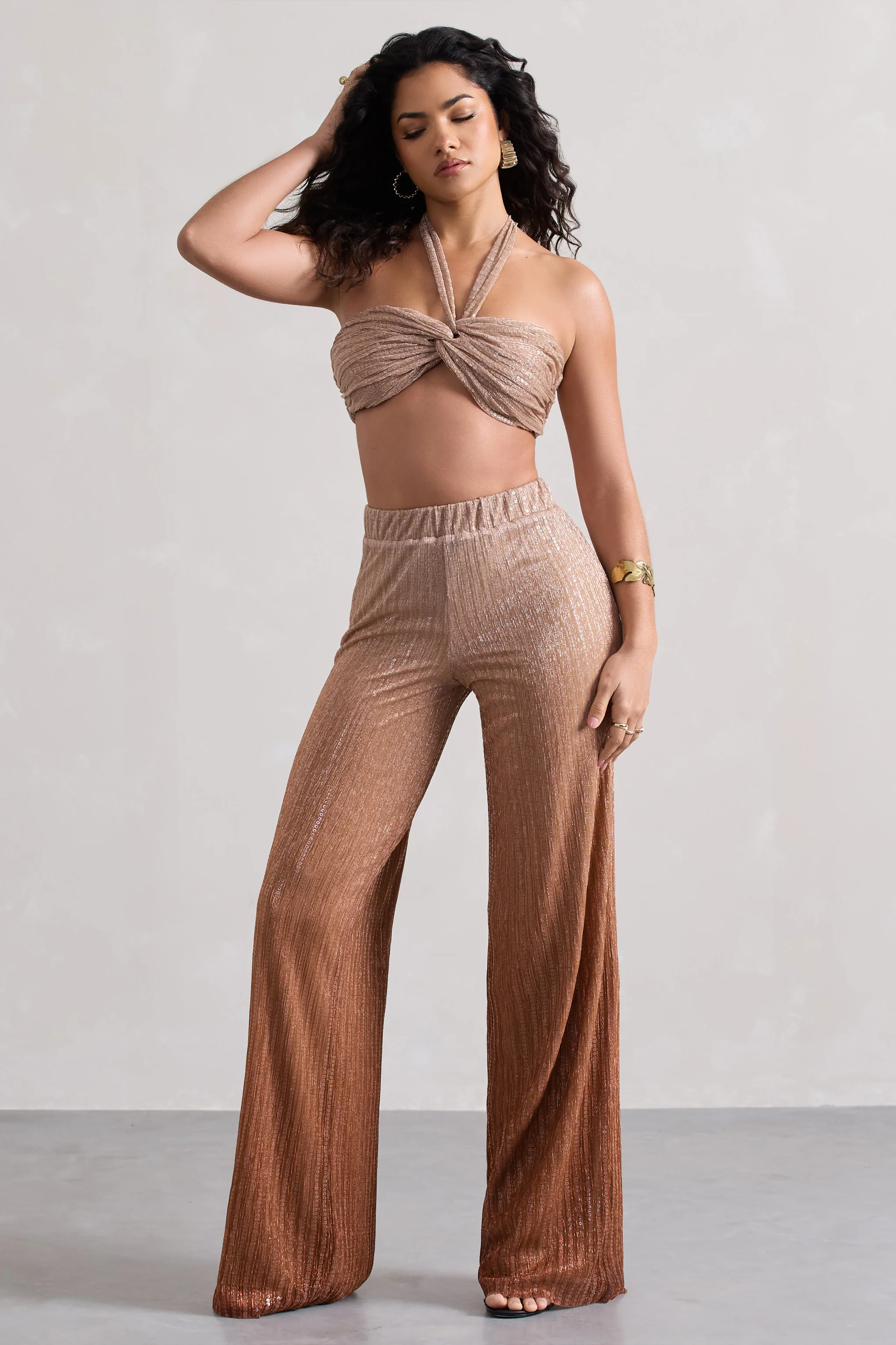Connection | Gold Metallic Ombre Trousers - Image 4