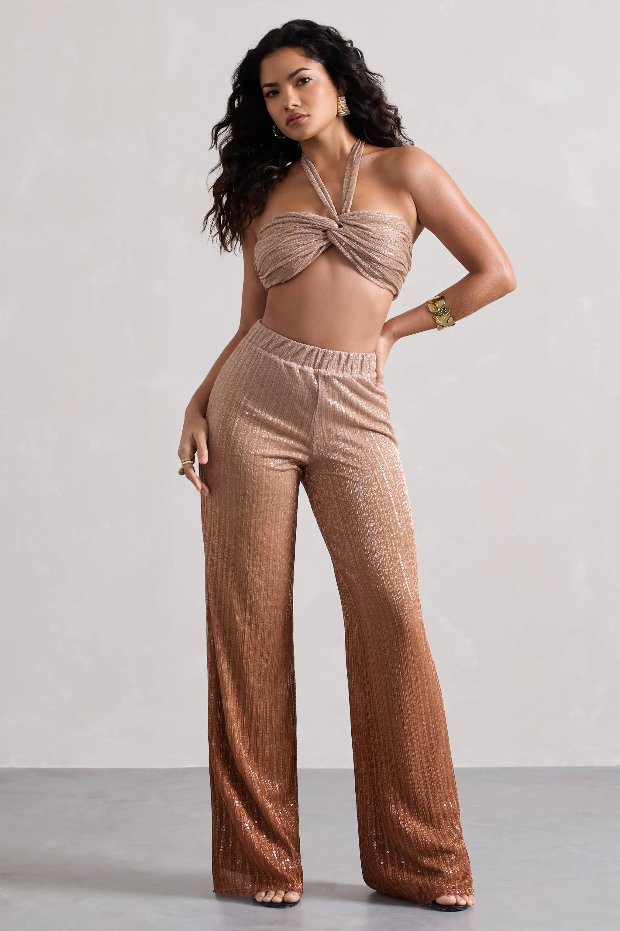 Connection | Gold Metallic Ombre Trousers - Image 5