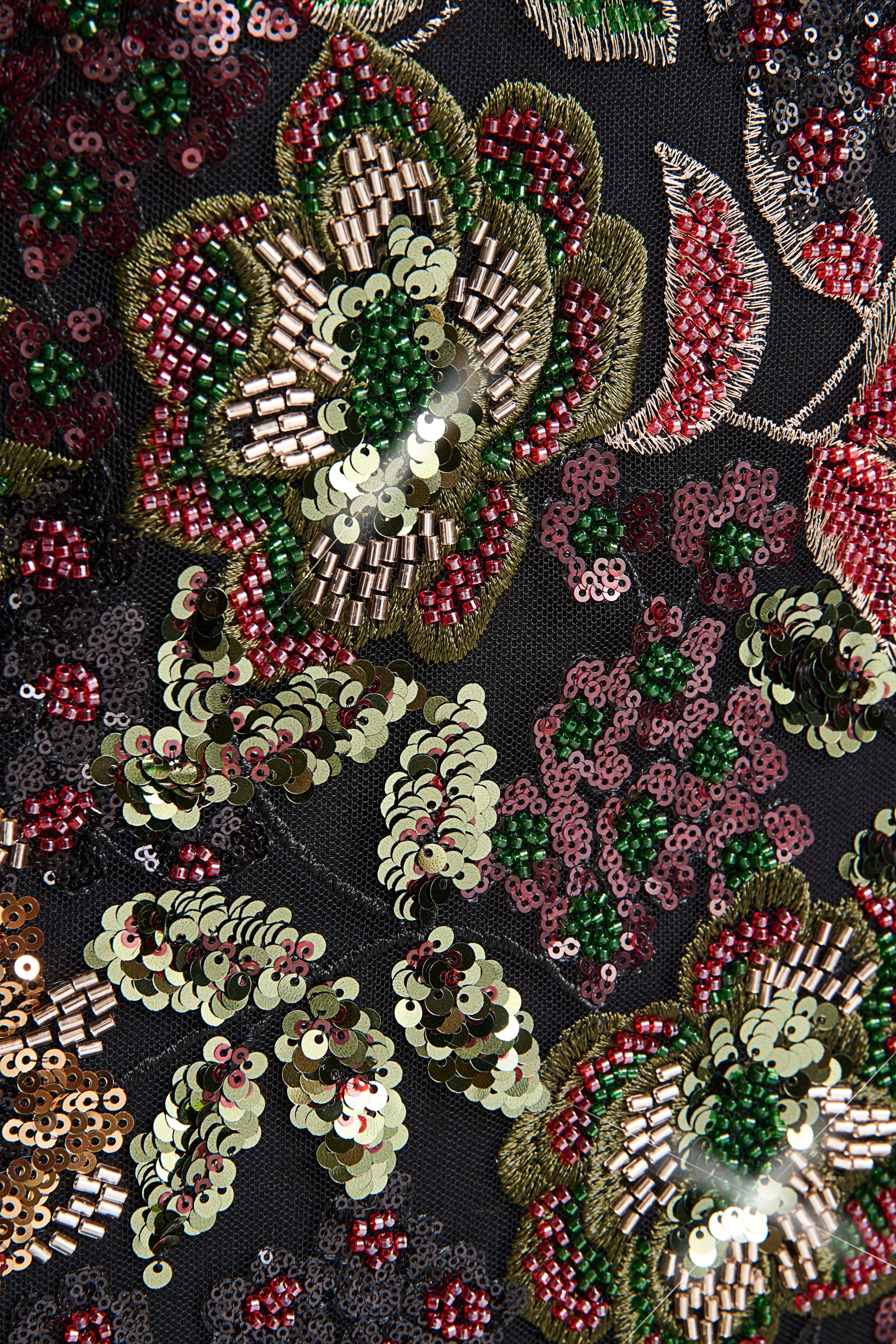 Cora | Winter Floral Embellished Mesh Bandeau Maxi Dress With Scarf - Image 9
