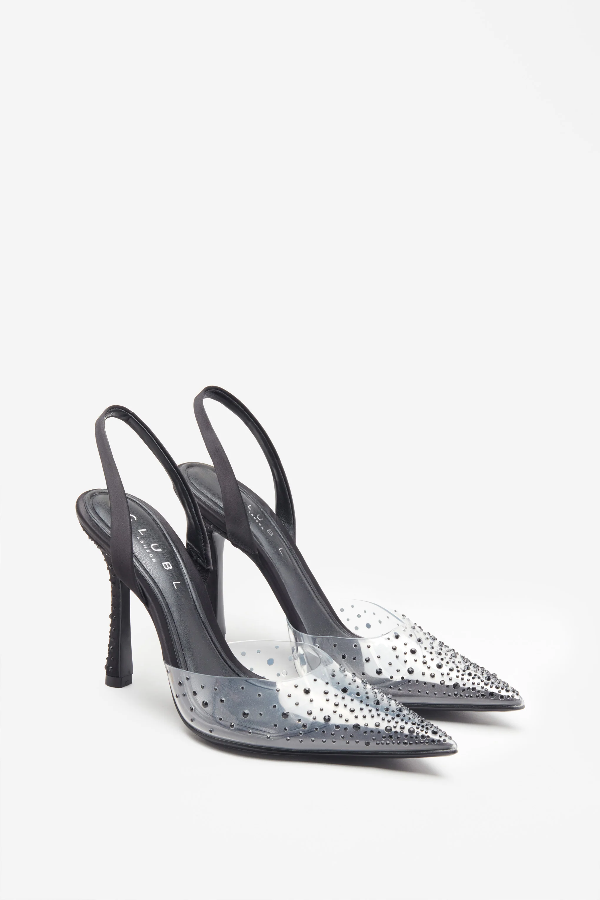 Covergirl | Black Diamante Sling Back Pointed Heels - Image 2