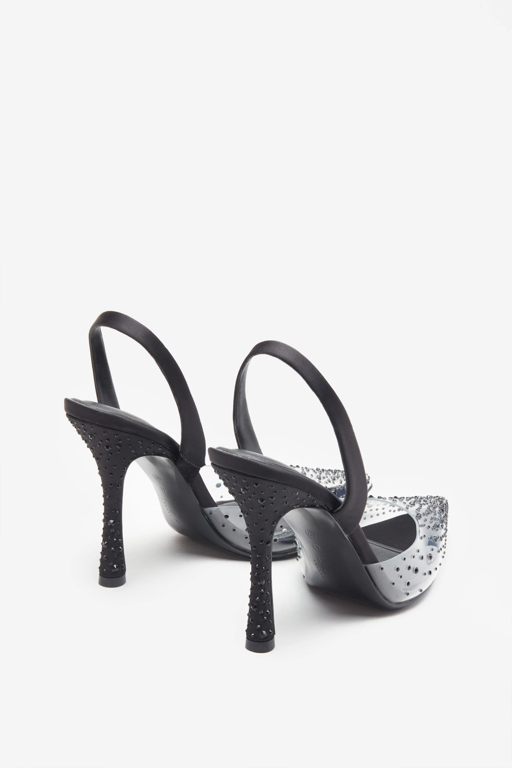 Covergirl | Black Diamante Sling Back Pointed Heels - Image 3