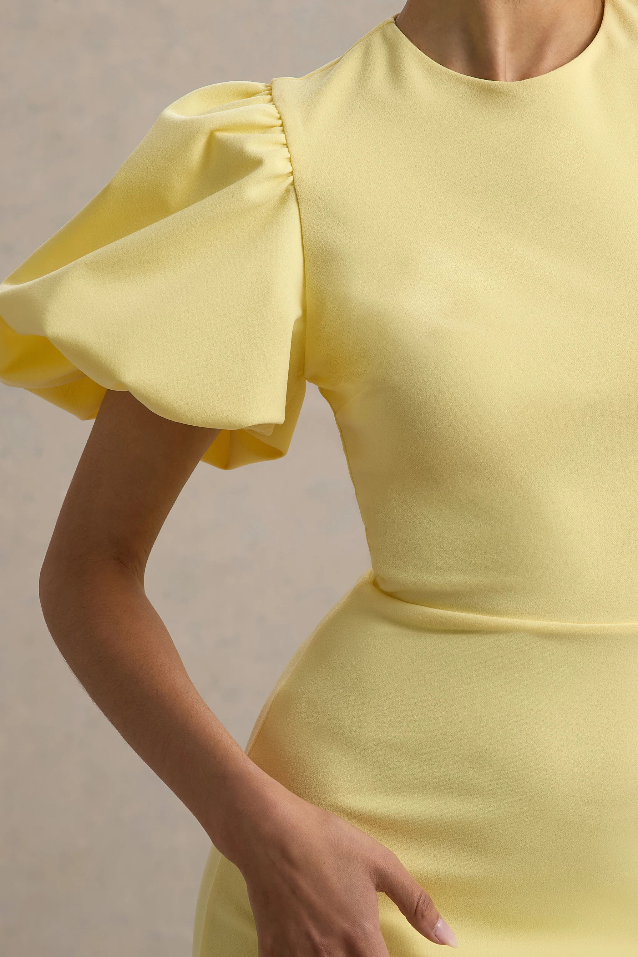 Dakota | Lemon Puff-Sleeve Midi Dress - Image 6