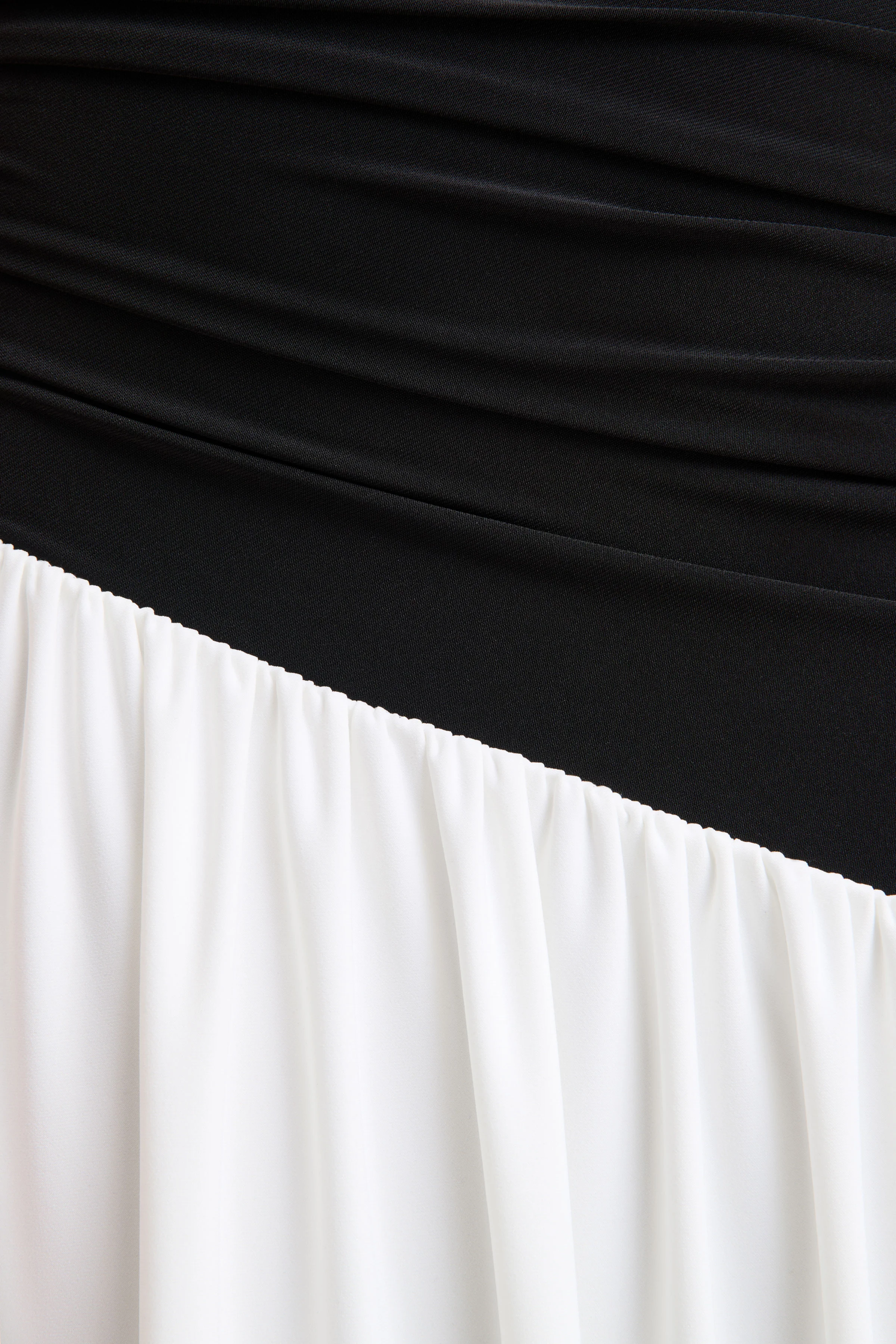 Danila | Black And White Asymmetric-Neck Maxi Dress With Drop-Waist - Image 6