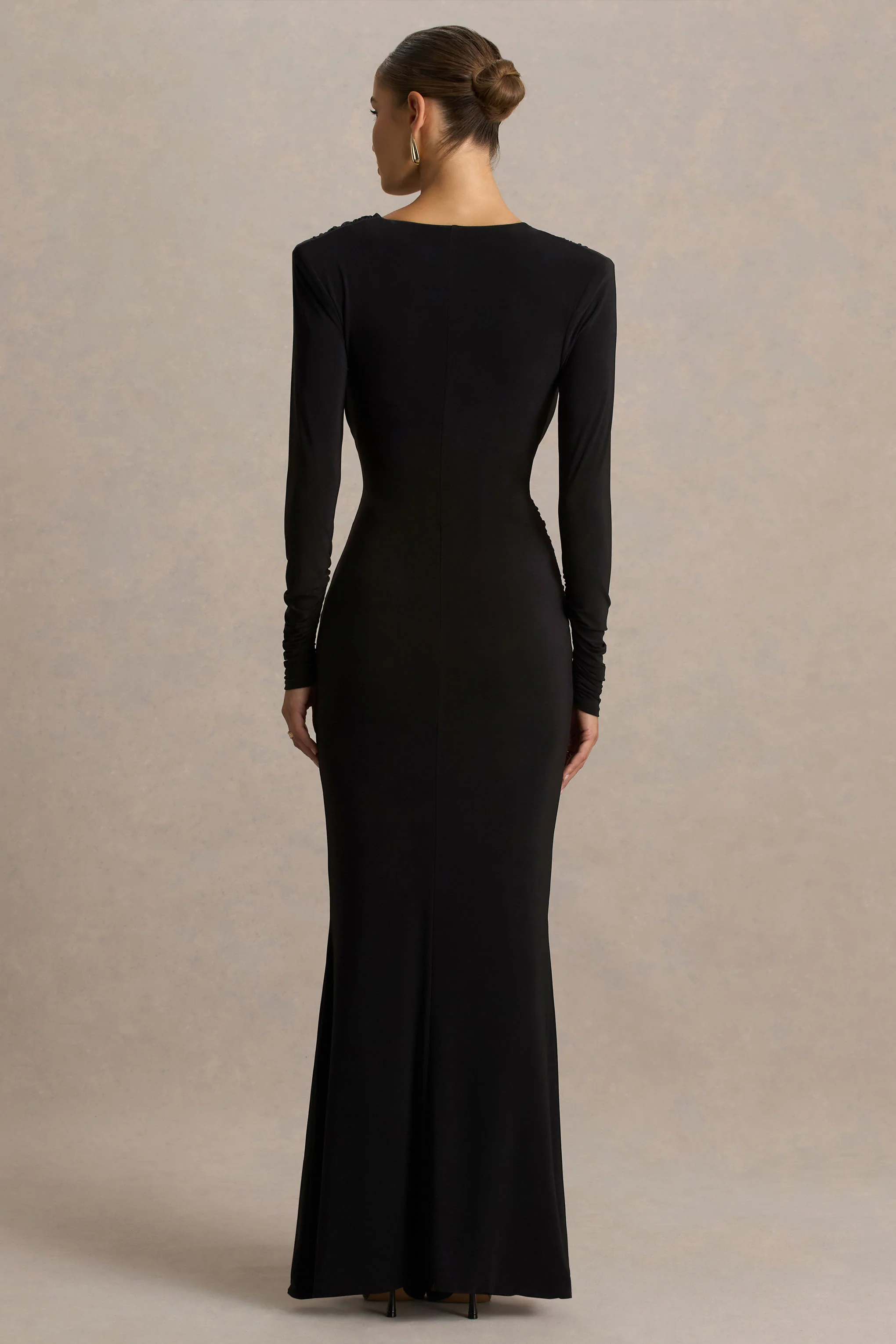 Daphira | Black Extreme-Plunge Neck Maxi Dress - Image 2