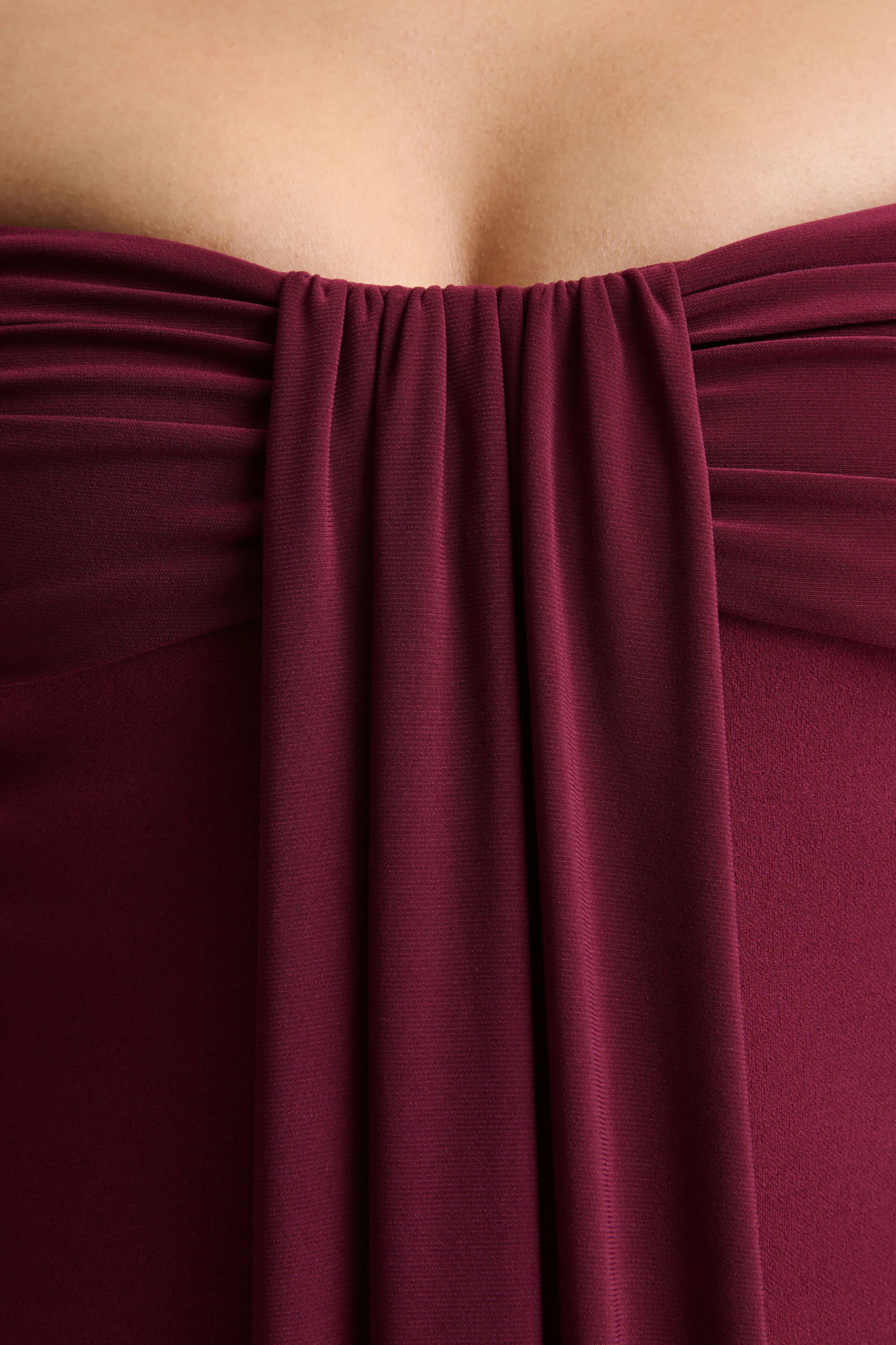 Dearest | Burgundy Bardot-Neck Midi Dress - Image 6