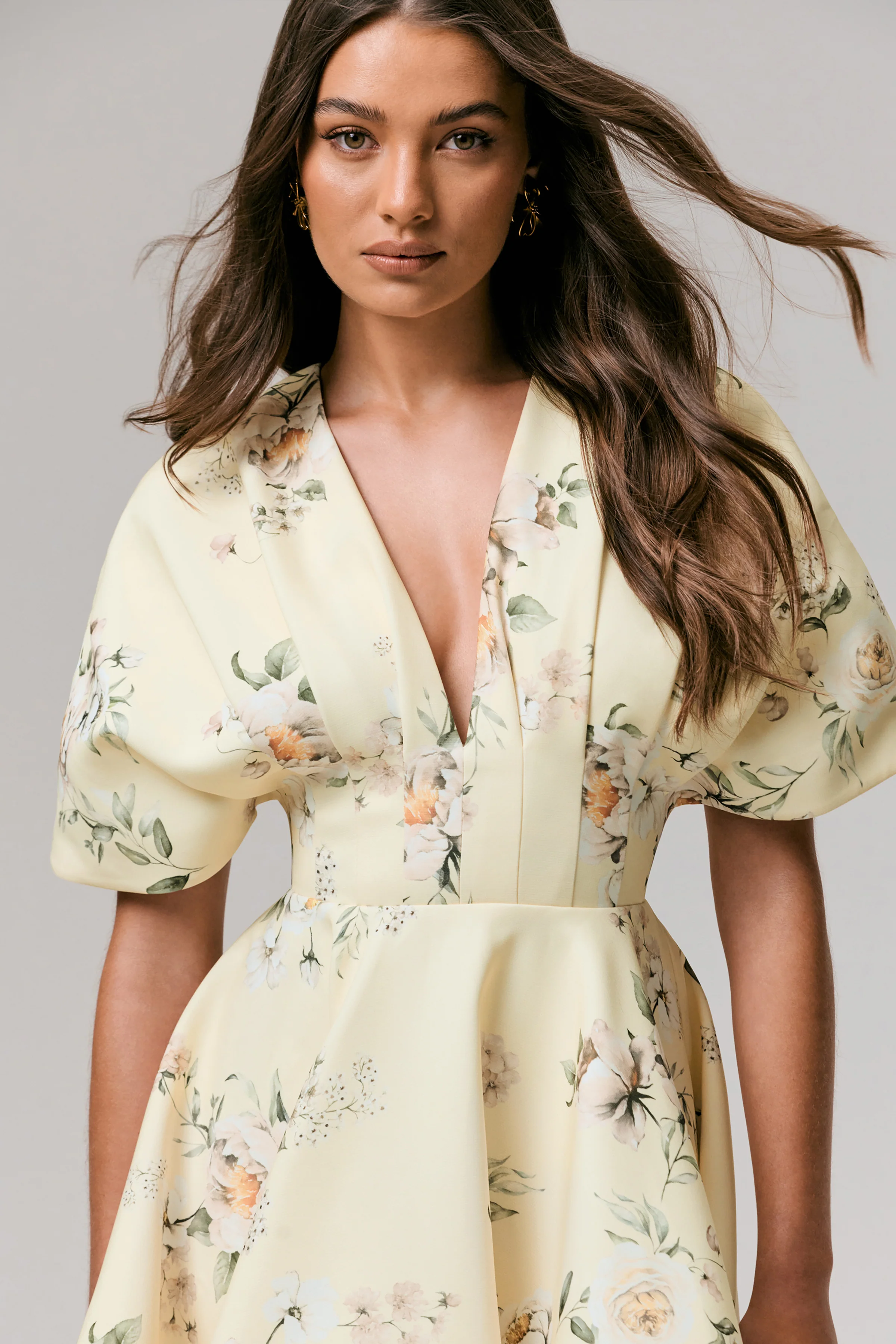 Delight | Lemon Print Plunge-Neck Ruffled Mini Dress - Image 6