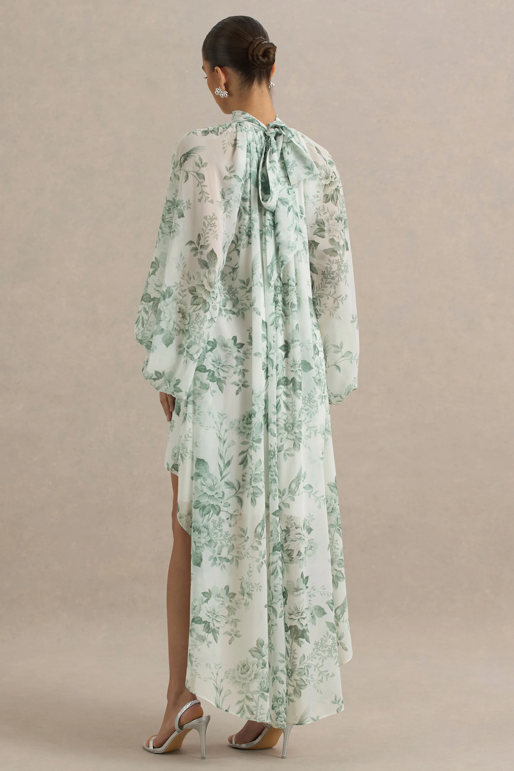 Delphia | Green Floral Print High-Neck Maxi Dress - Image 2