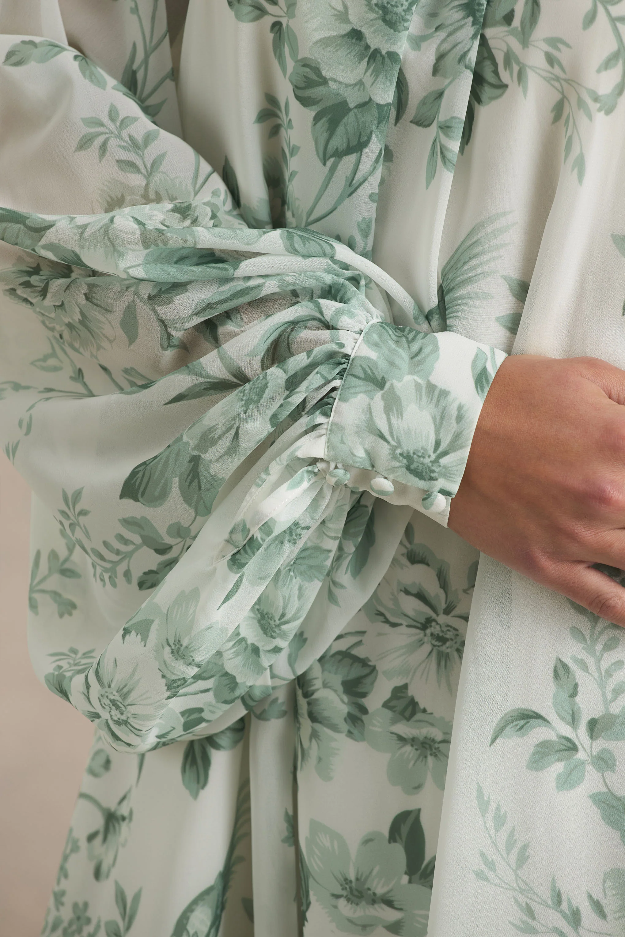 Delphia | Green Floral Print High-Neck Maxi Dress - Image 7