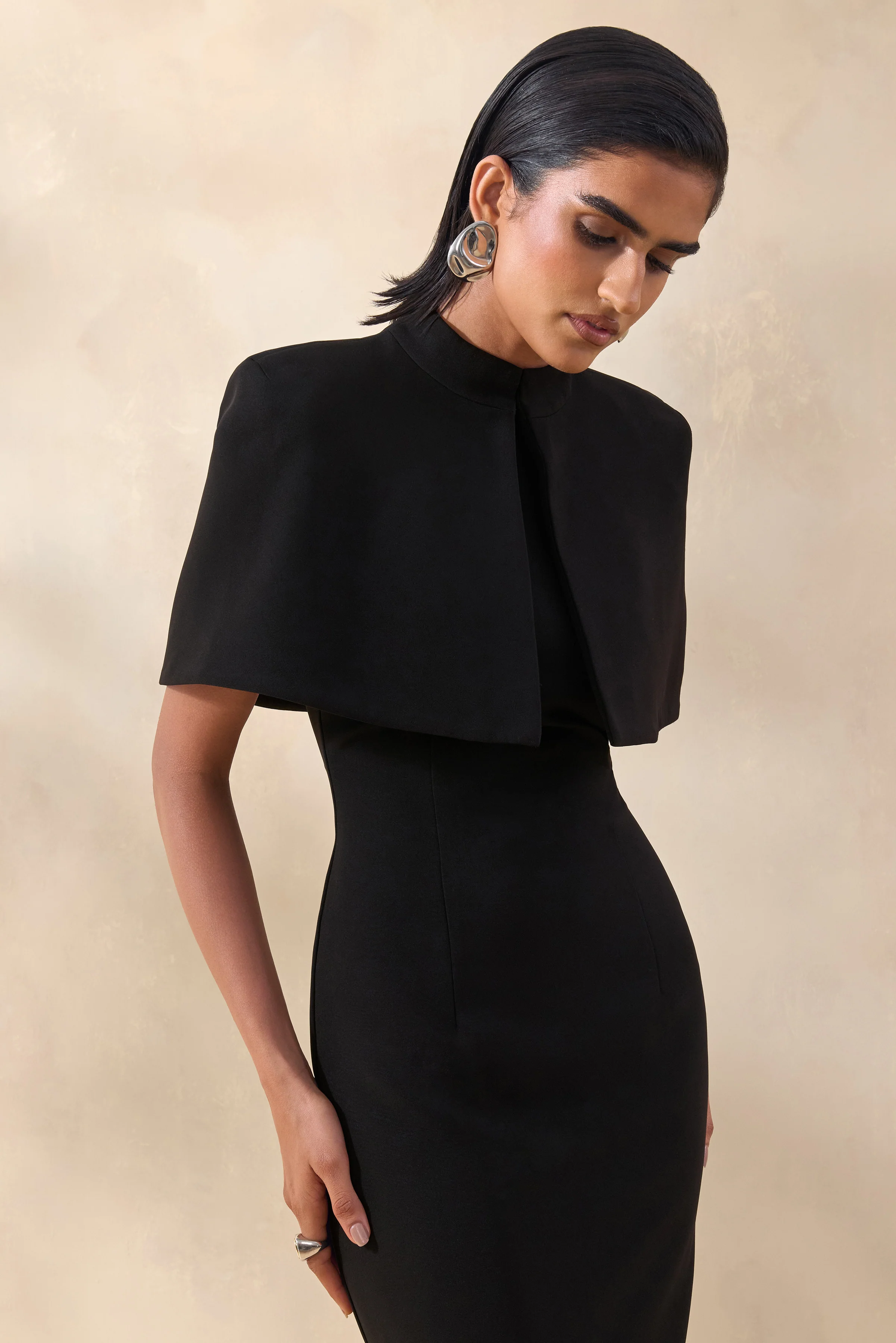 Deva | Black High-Neck Cape - Image 2