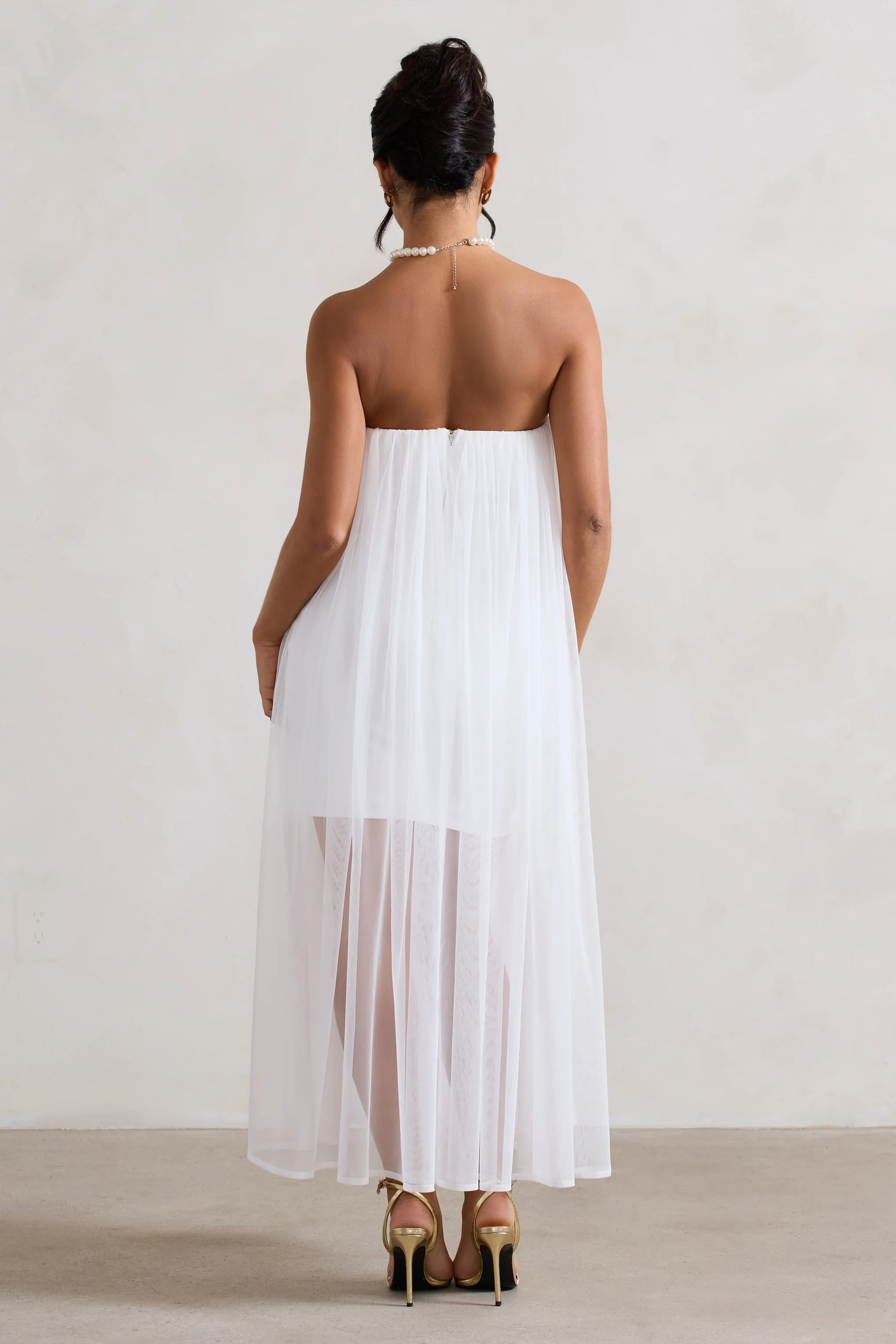 Dreamland | Ivory Sweetheart Corset Mini Dress With Tulle Overlay - Image 2