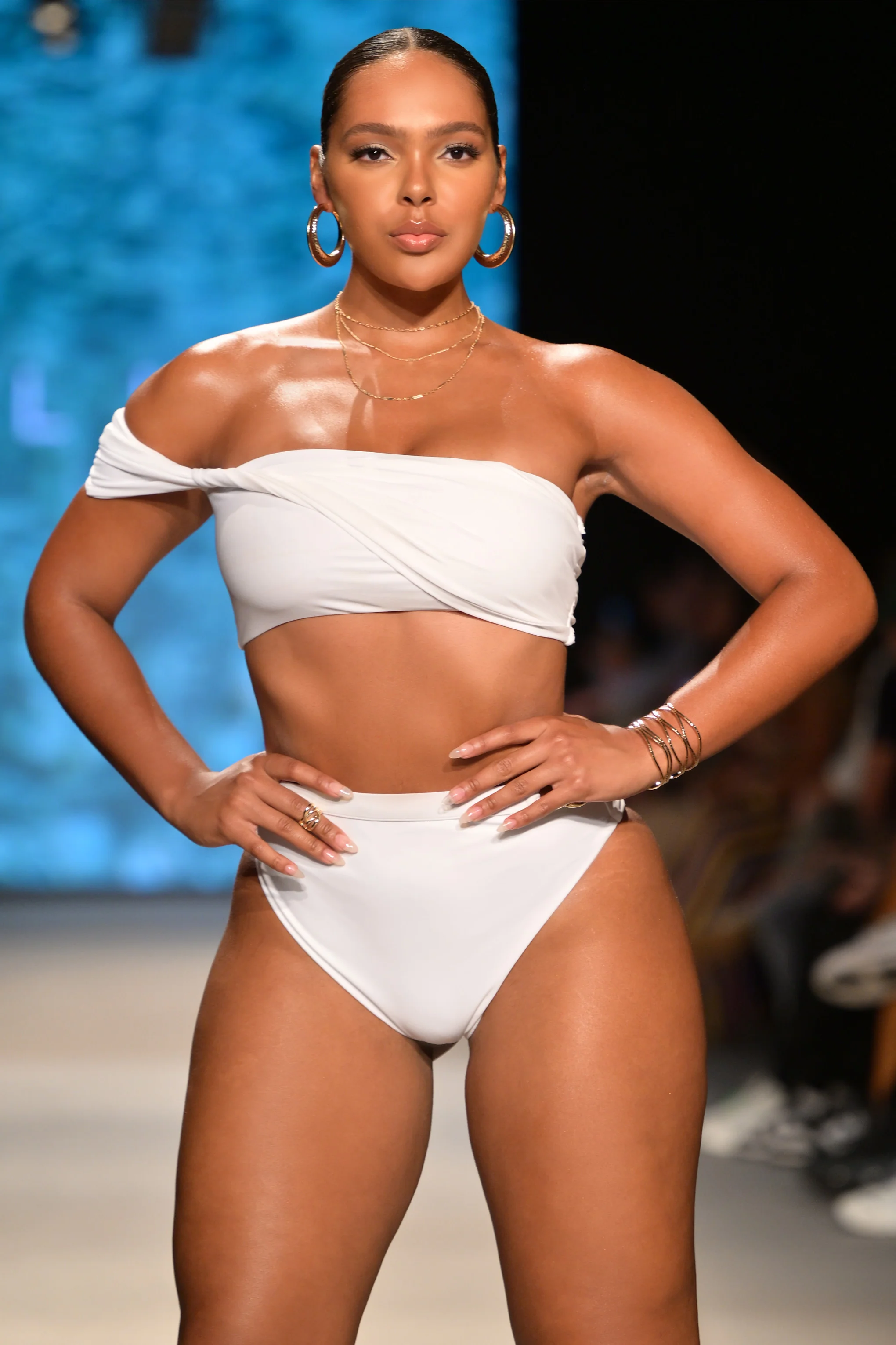 Dusk | White Draped Bandeau Bikini Top - Image 6