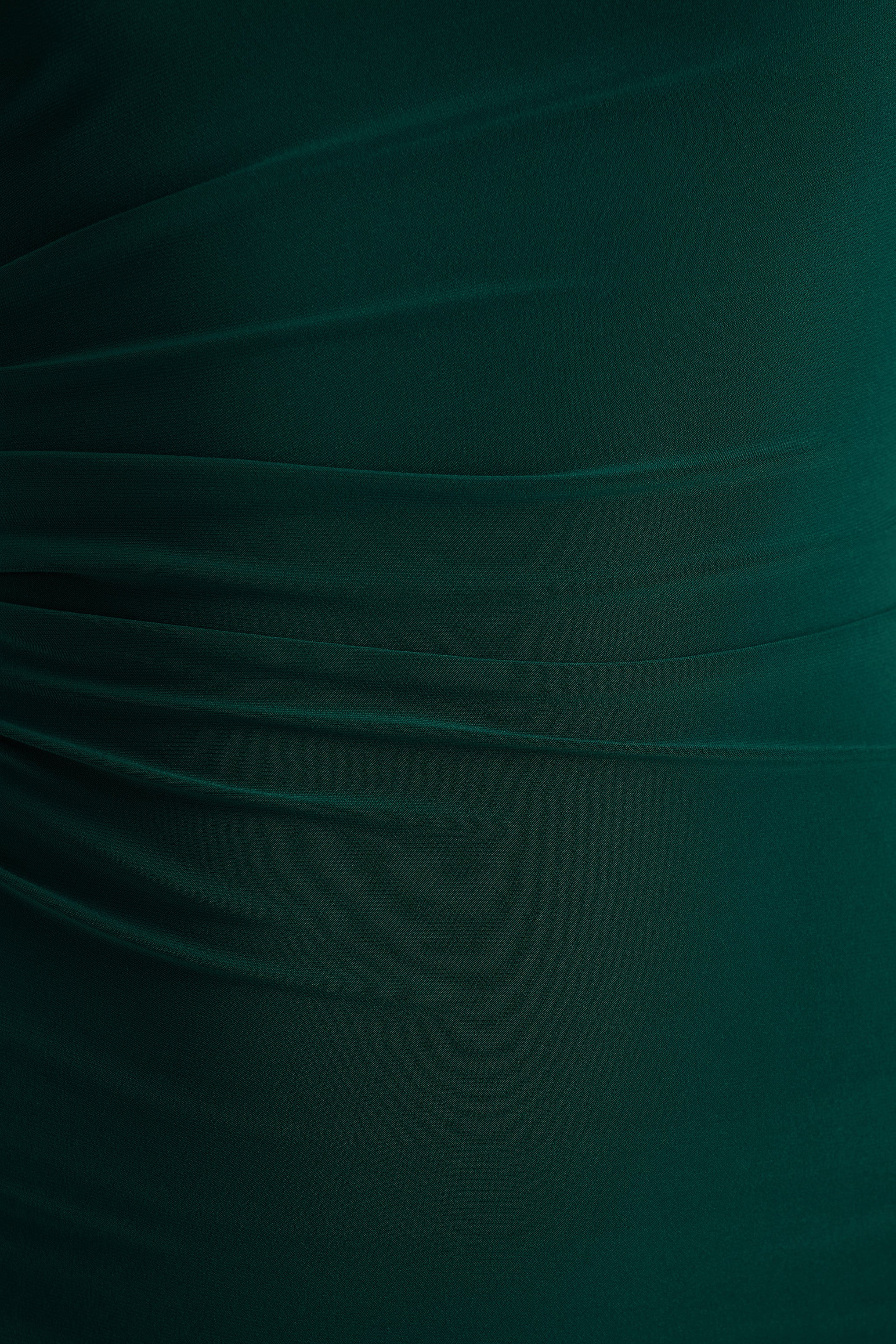 Eden |  Bottle Green High-Neck Maxi Dress With Ruched Detailing - Image 6